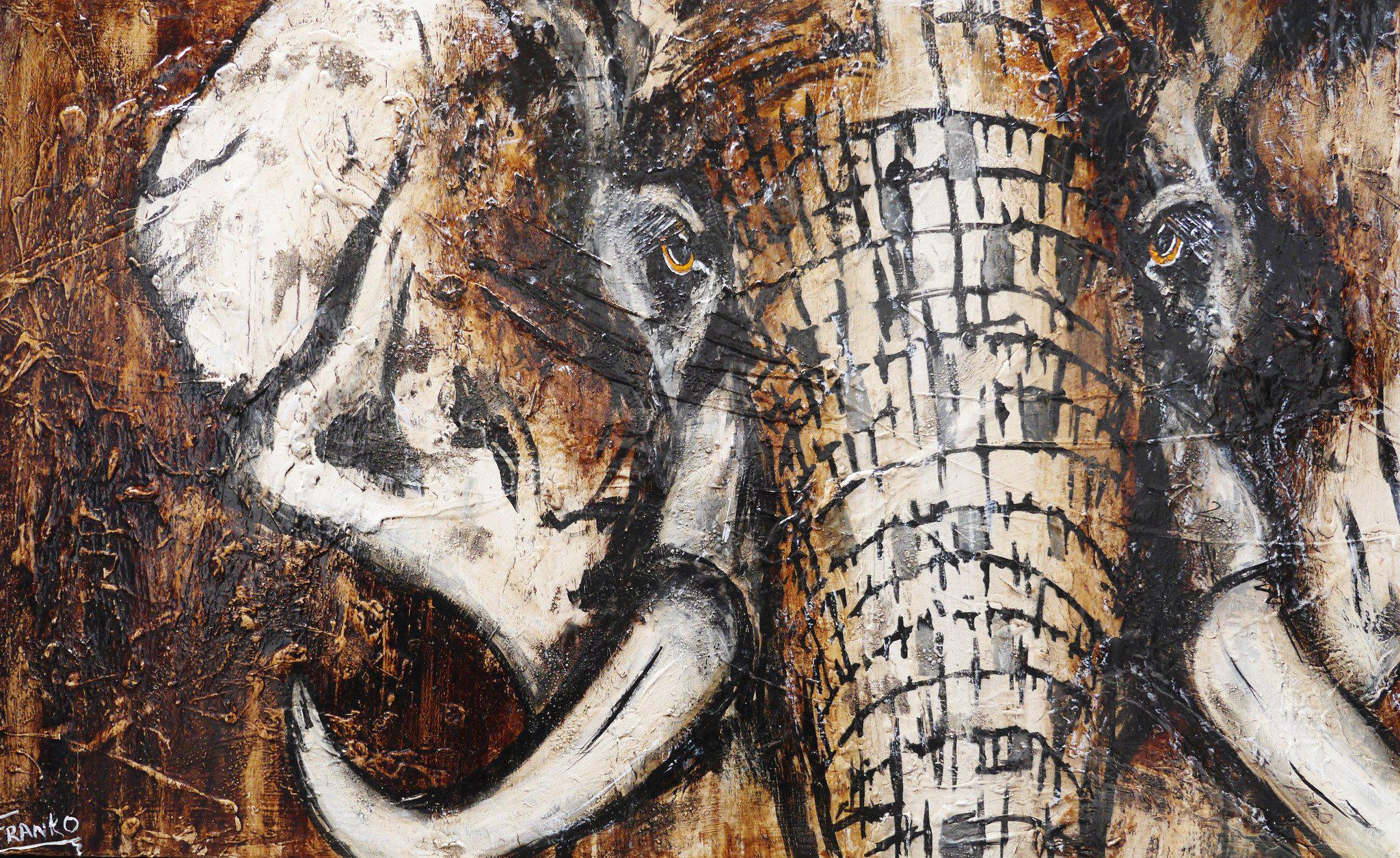 Abstract Realism African Elephant Wall Art - Handmade Canvas Painting for Home & Office Decor - Perfect for Living Room, Bedroom, or Gift