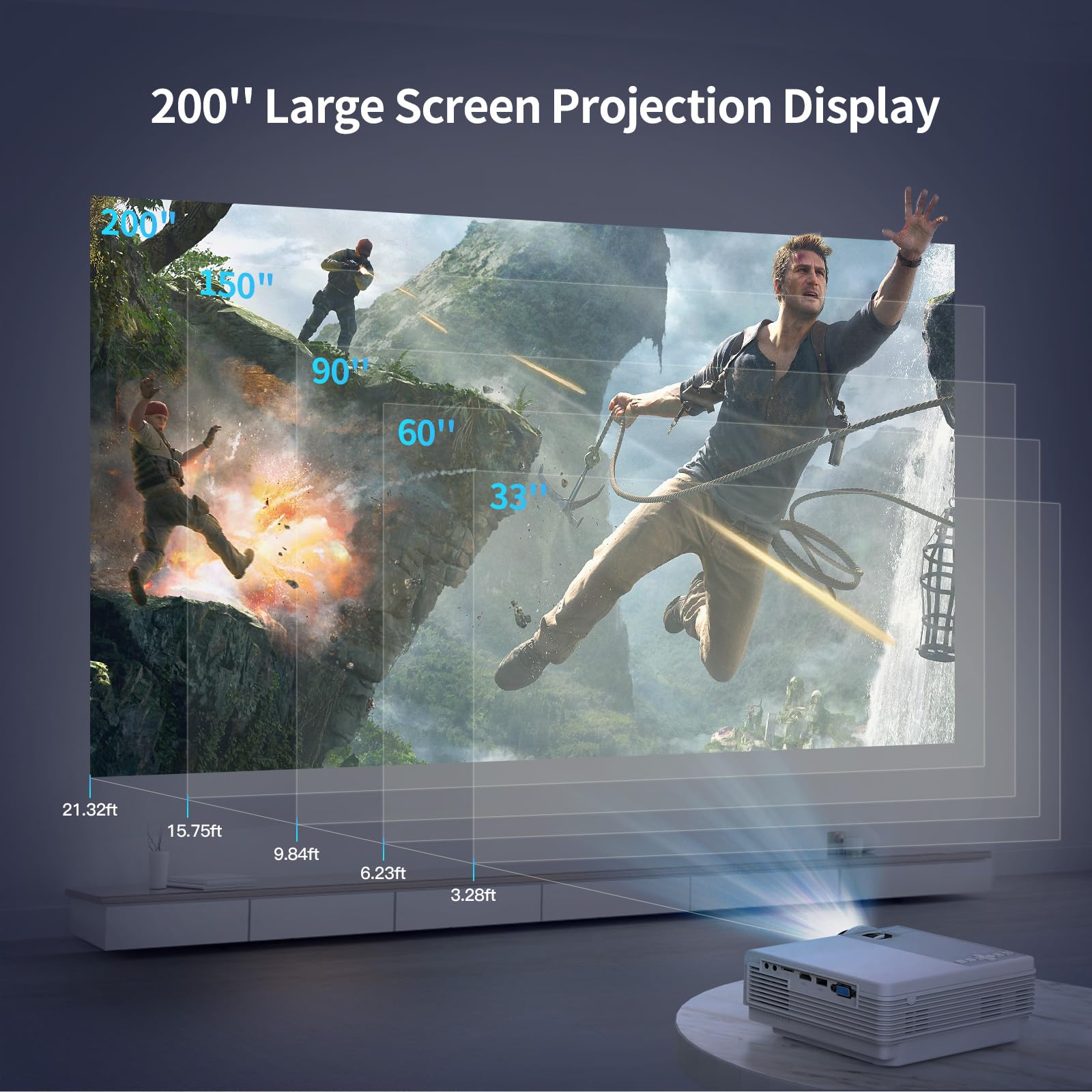 Staratlas 5G WiFi Bluetooth Projector - Native 1080P 12000L 4K Supported Mini Portable Outdoor Movie Projector for Home Theater, Compatible with HDMI/USB/PC/TV Box/iOS/Android - Perfect for Backyard Movie Nights, Gaming, and Presentations