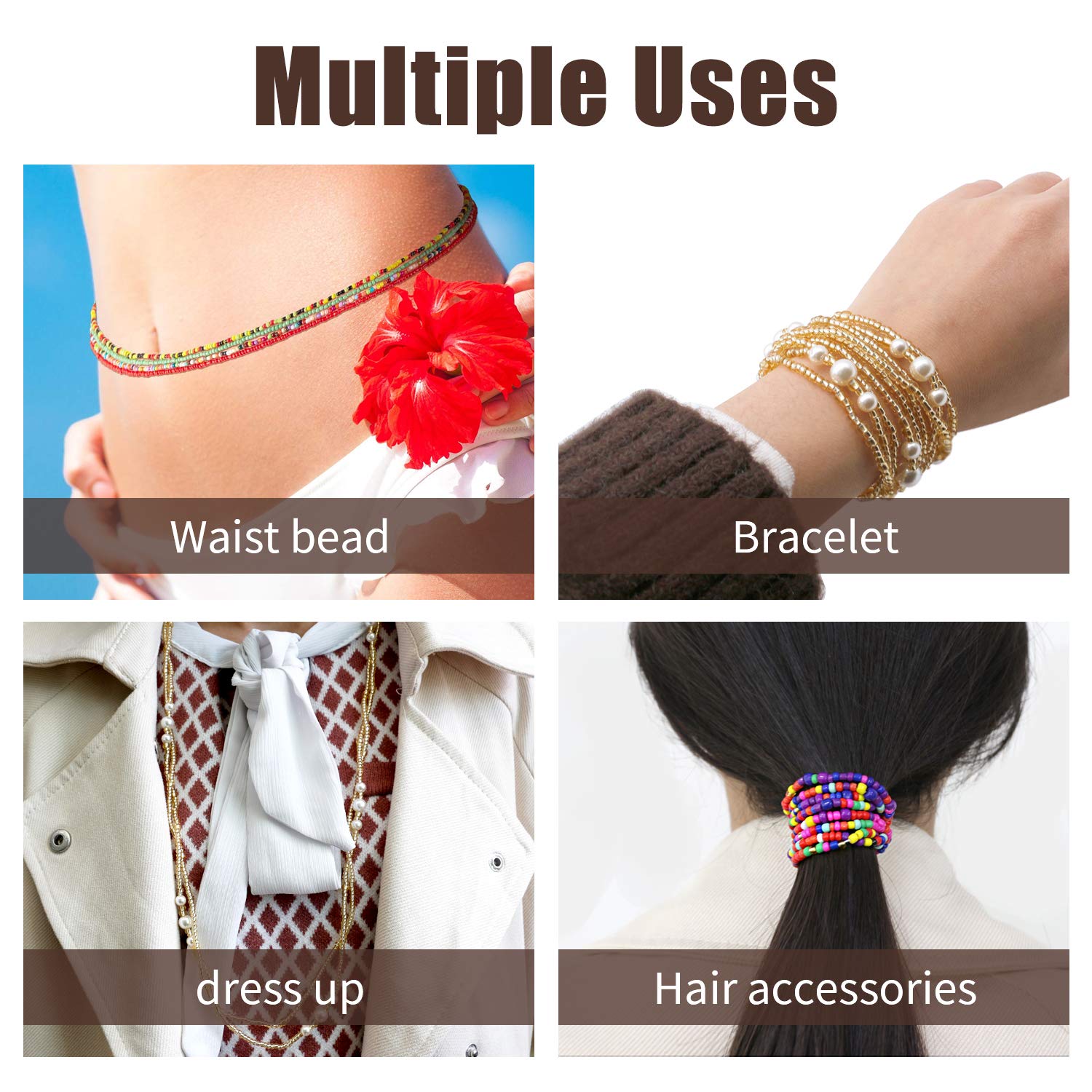 Colorful Stretchy African Waist Beads Body Chain Jewelry for Women - Perfect for Belly Dance, Festivals & Body Positivity
