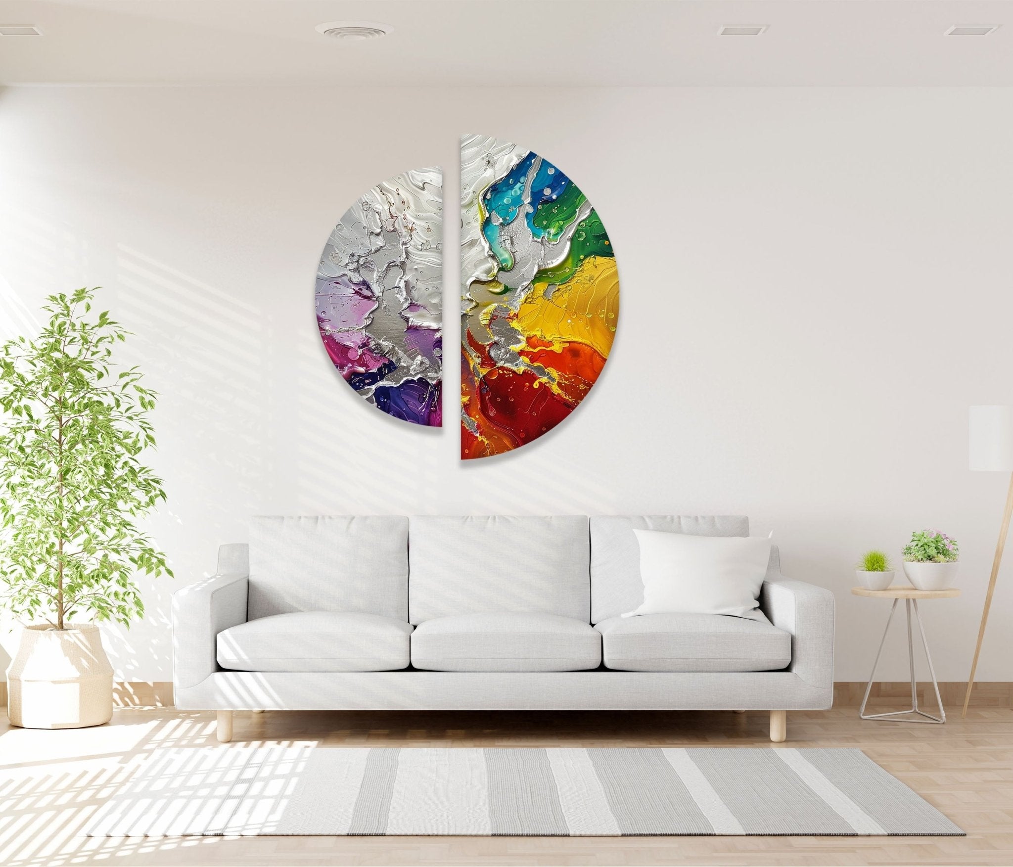 2 Piece Abstract Cracked Paint Glass Wall Art Set - Modern Home Decor for Living Room, Bedroom & Office - Shattered Glass Effect Canvas Painting for Unique Interior Design