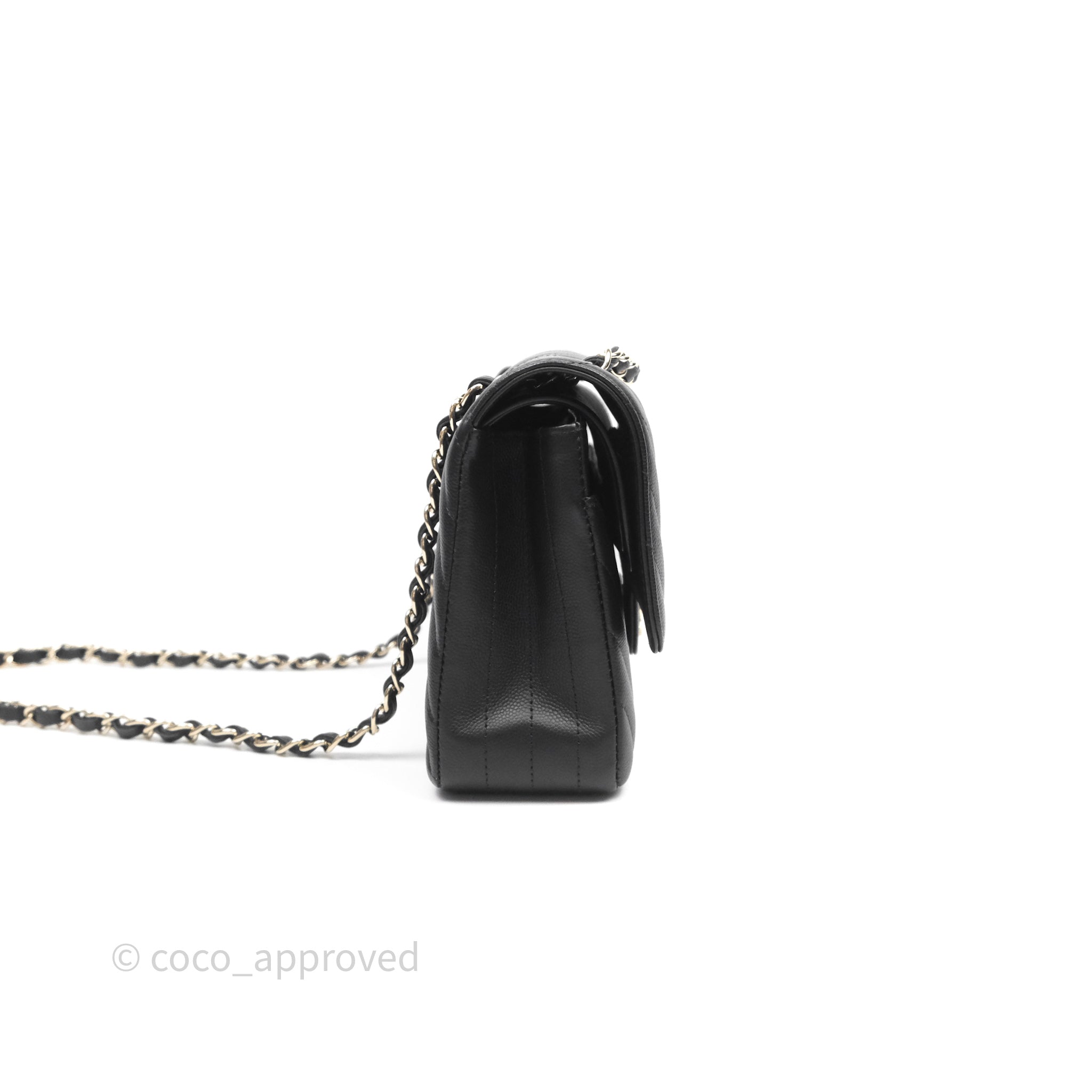 Chanel Classic Medium Flap Bag Chevron Black Caviar Leather with Gold Hardware - Luxury Designer Handbag for Women, Perfect for Work, Evening Events & Special Occasions