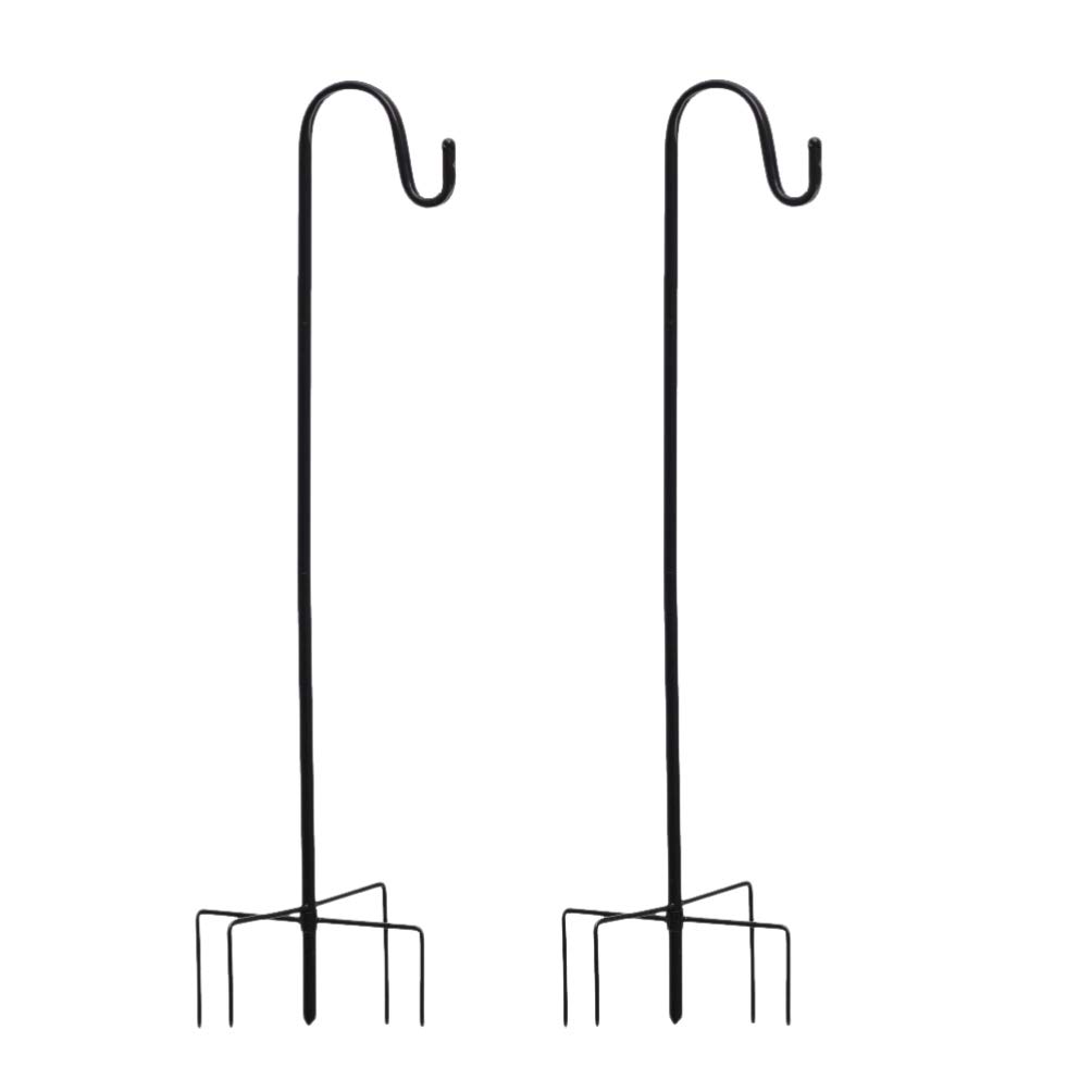 DOITOOL 2-Pack Heavy Duty Adjustable Metal Shepherd Hooks - 5-Prong Base Garden Stakes for Hanging Solar Lights, Lanterns, Bird Feeders & Mason Jars - Perfect for Outdoor Weddings, Patio Decor & Lawn Ornaments