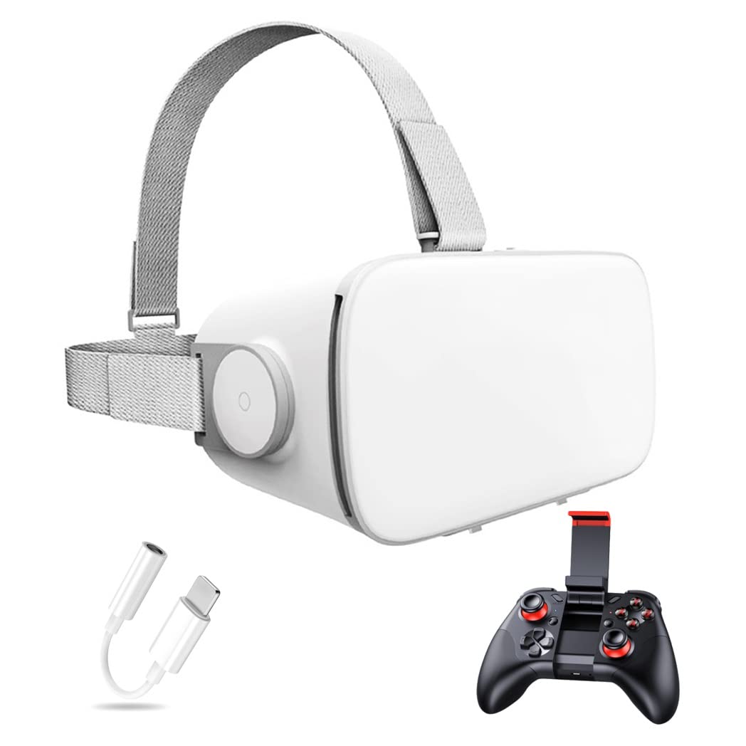 3D VR Headset with Bluetooth Controller - Compatible with iPhone 13 Pro Max/13 Pro/13/12/11, Samsung Galaxy S21, Huawei & Xiaomi Series (Android Version) - Immersive Gaming & Virtual Reality Experience for Movies, Travel & Education