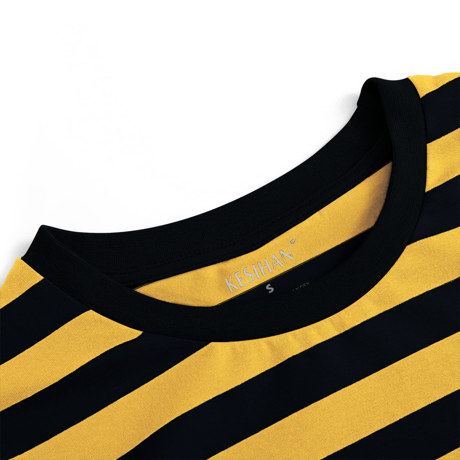 KESIHAN Men's Casual Striped Long Sleeve Crewneck T-Shirt - Comfortable Basic Work Tee for Daily Wear, Office & Casual Outings