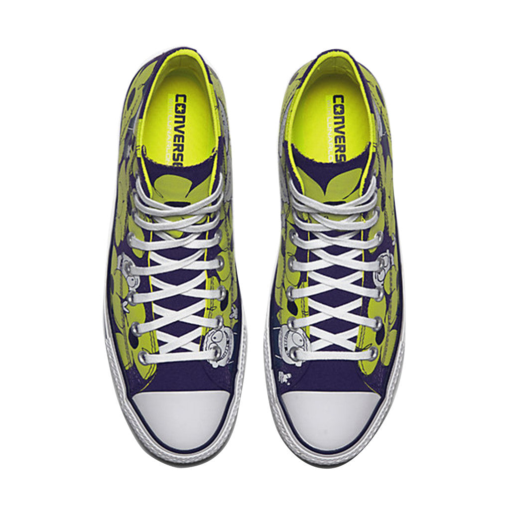 Converse CTAS Pro Hi Dinosaur JR Sneakers for Kids - Eggplant/Yellow Cream | High-Top Canvas Shoes for Boys & Girls | Perfect for School, Playground & Casual Outfits