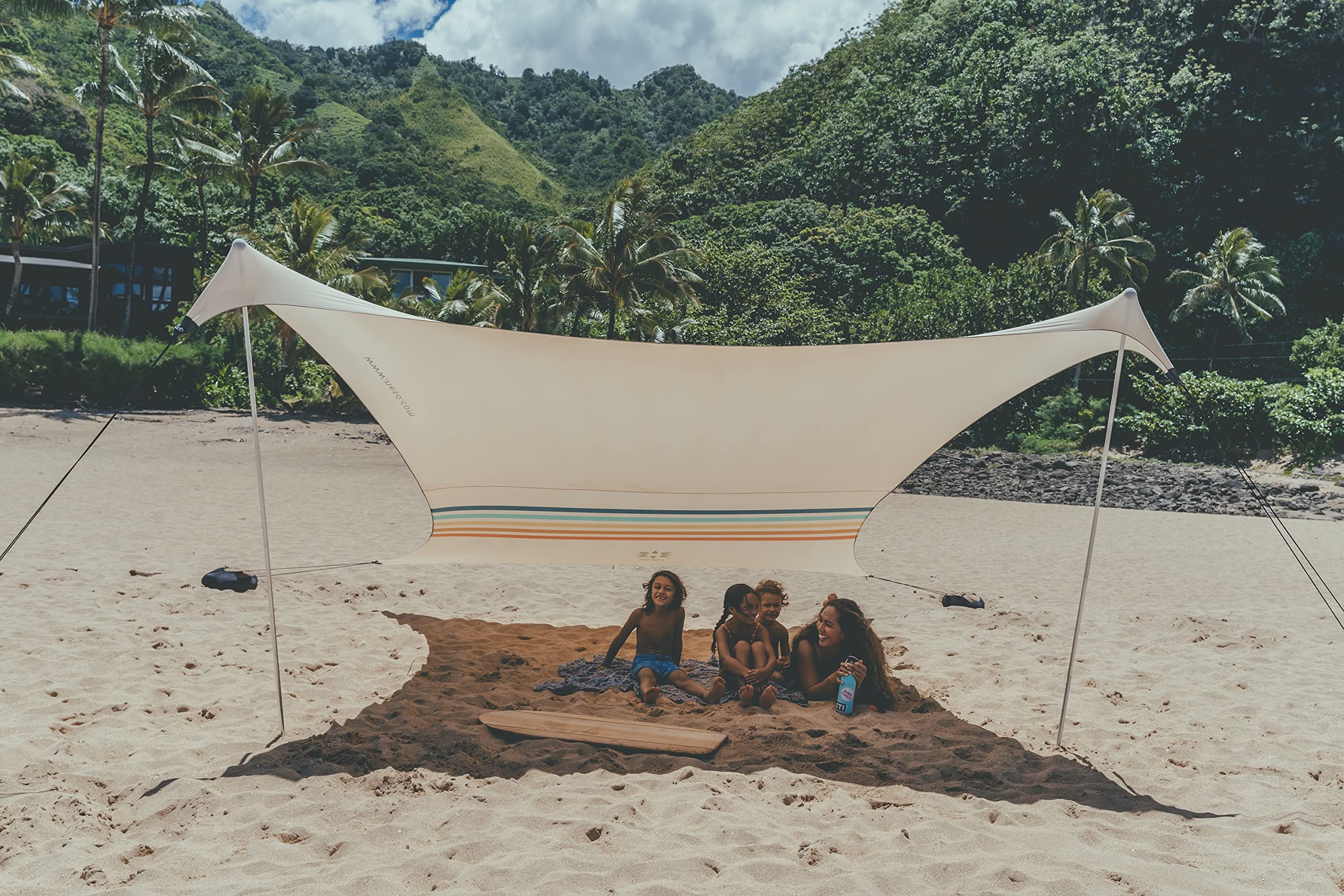 Premium Neso Tents 7'x7' Beach Canopy with Sand Anchors - Portable Sun Shade Shelter with Patented Reinforced Corners (Rainbow) - Perfect for Family Beach Days, Camping Trips & Outdoor Adventures