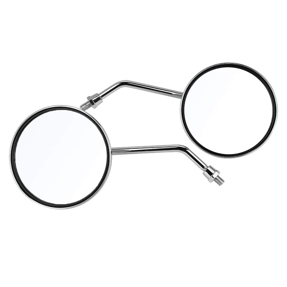 10mm Motorcycle Rear Mirrors - 2pcs Round Silver for Safe Riding