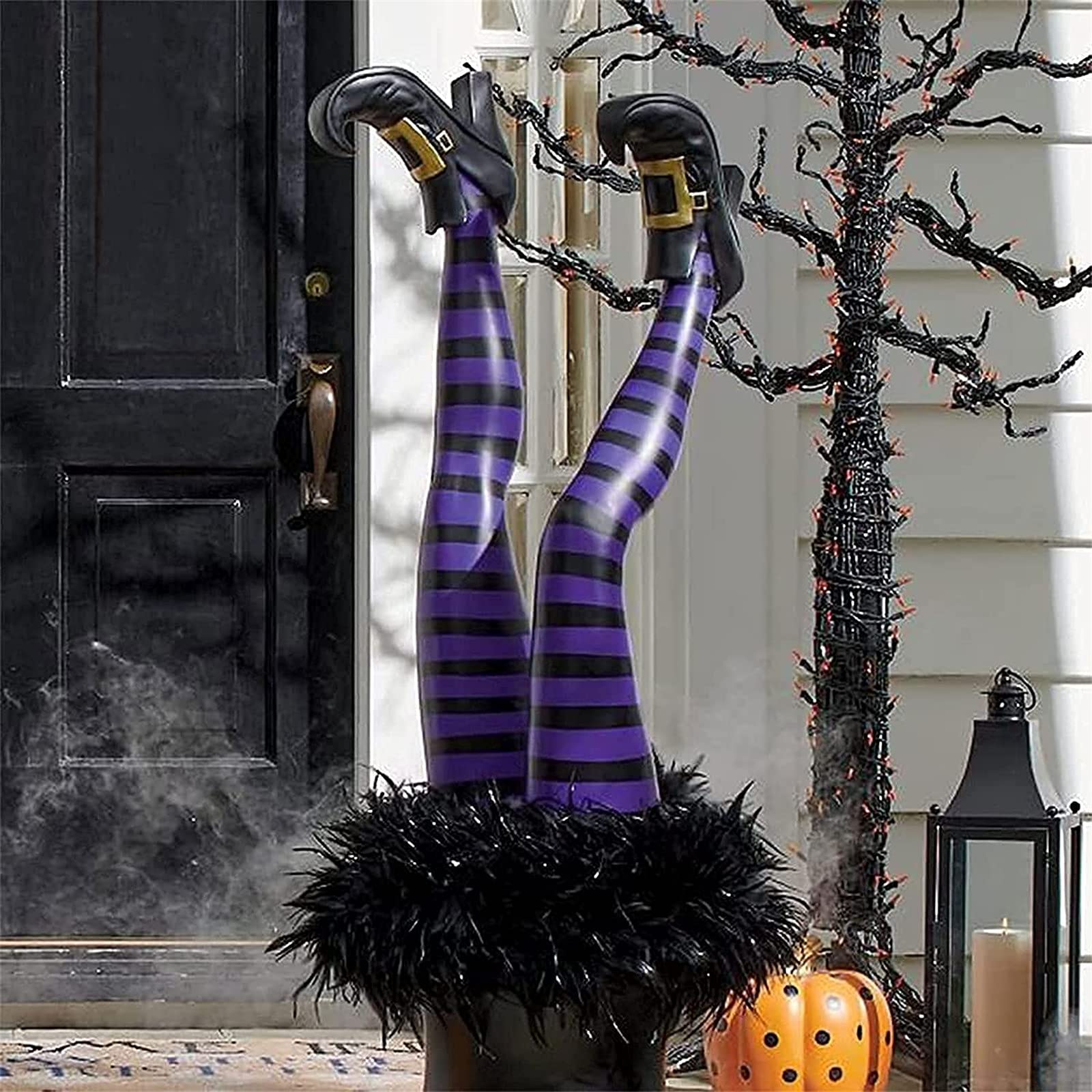 Halloween Wicked Witch Legs Prop - Purple Witch Decorations for Outdoor, Lawn & Yard - Scary Halloween Witch Legs for Party, Home & Garden Decor - Perfect for Halloween Parties, Haunted Houses & Spooky Yard Displays