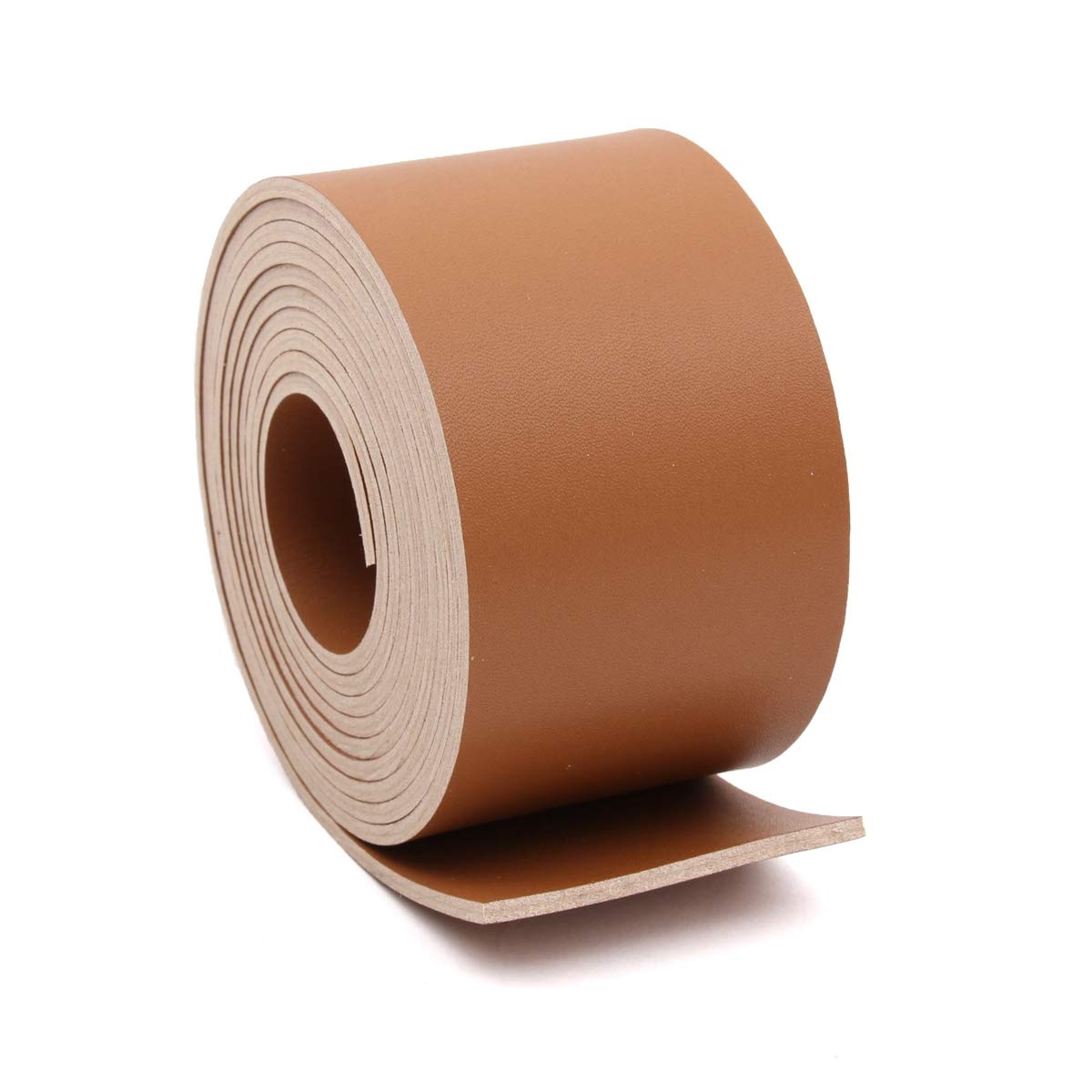2 Inch Wide Double Sided Faux Leather Strip - 72 Inches Long Tan Brown Craft Strap for DIY Projects, Belt Making, Bag Straps & Leatherworking Supplies