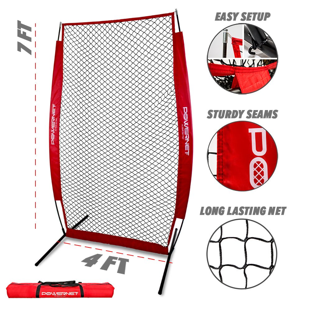 PowerNet iScreen 4x8 Soft Toss Baseball & Softball Training Screen - Portable Pitching Net for Backyard, Batting Cage & Field Practice