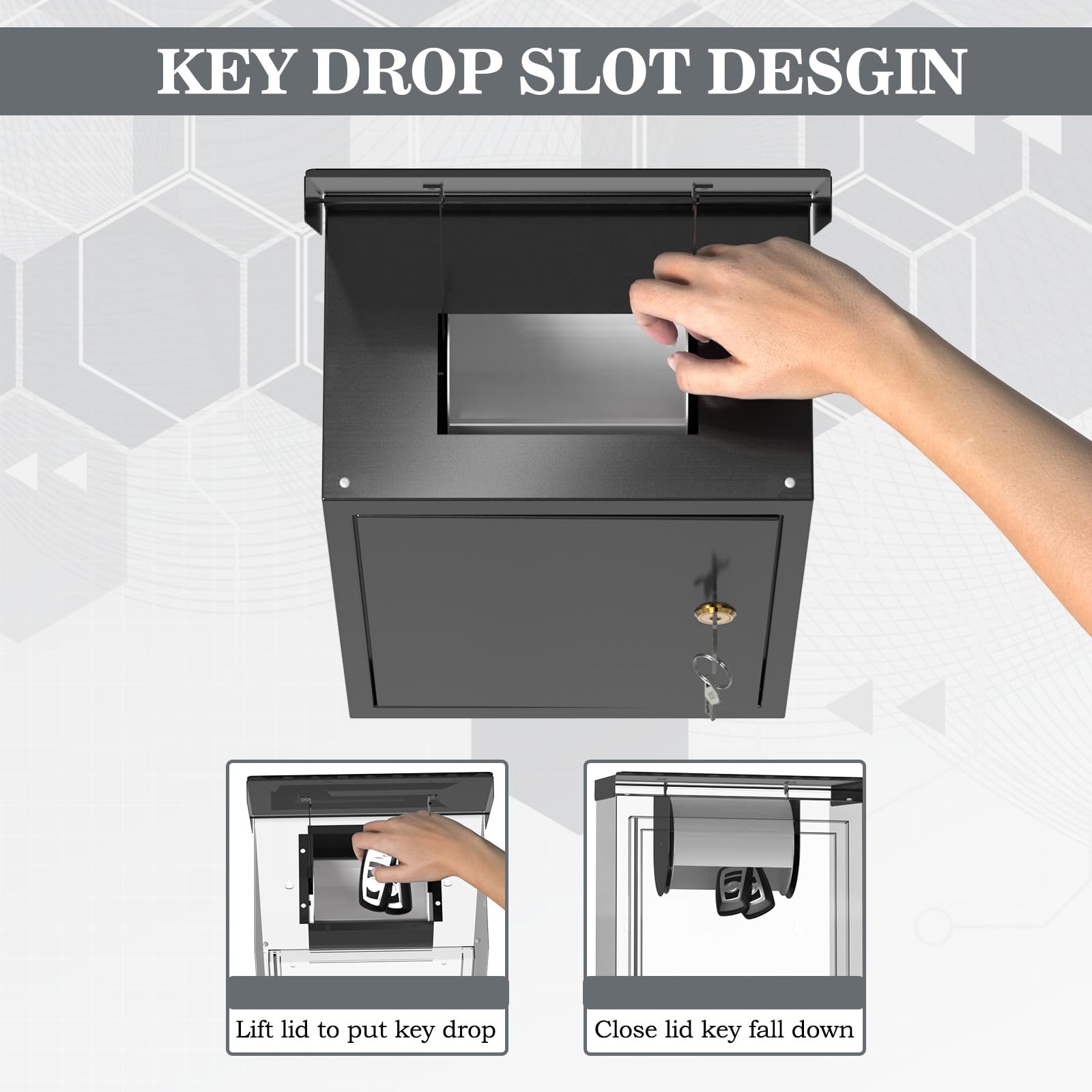 Heavy-Duty Wall Mount Key Drop Box - 6x10x14 Inch Secure Key Return Box with Anti-Theft & Waterproof Design for Automotive, Hotels & Car Rentals | Perfect for Outdoor Key Exchange & Property Management Security
