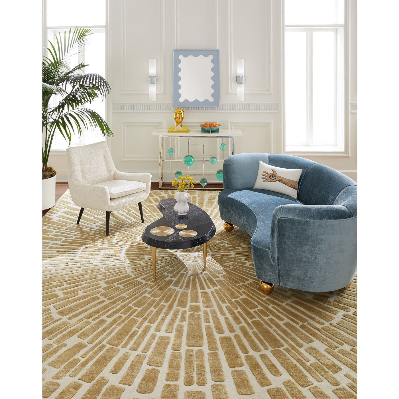 Sunburst Hand Knotted Rug - Premium Bohemian Style Area Rug for Living Room, Bedroom & Dining Room - Soft & Durable Home Decor