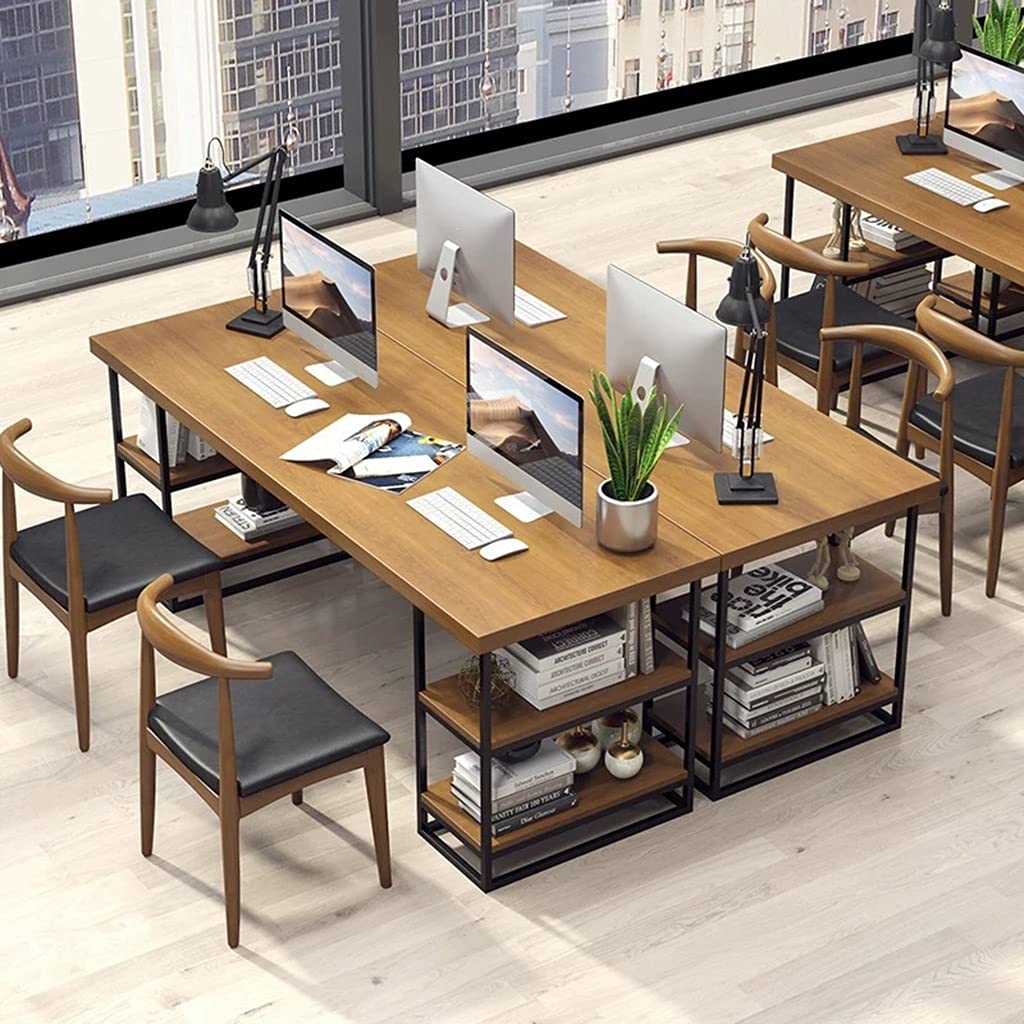 Solid Wood Computer Desk with Wrought Iron Frame - 120x60x75cm Home Office Desk with Storage Shelf, Easy Assembly Writing Workstation for Small Spaces | Perfect for Remote Work, Gaming & Study