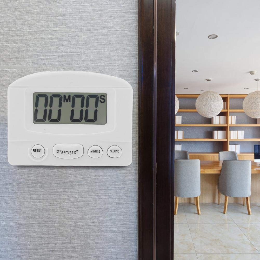 Fdit Portable Digital Kitchen Timer - Large LCD Display Countdown Clock with Bracket & Magnet (White) | Perfect for Cooking, Baking, Lab Experiments & Classroom Activities