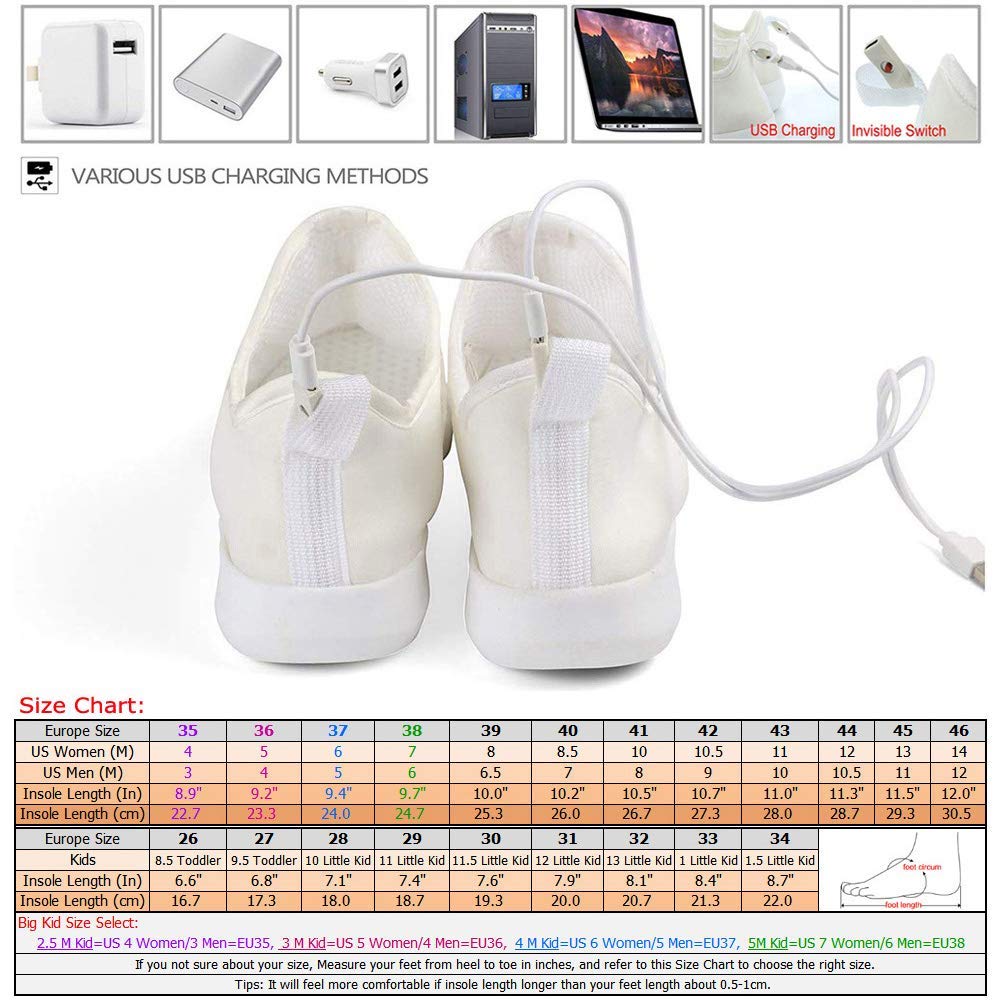 LED Light Up Fiber Optic Kids Sneakers - USB Rechargeable Glowing Shoes for Boys & Girls - Perfect for Night Running, Parties & Outdoor Activities