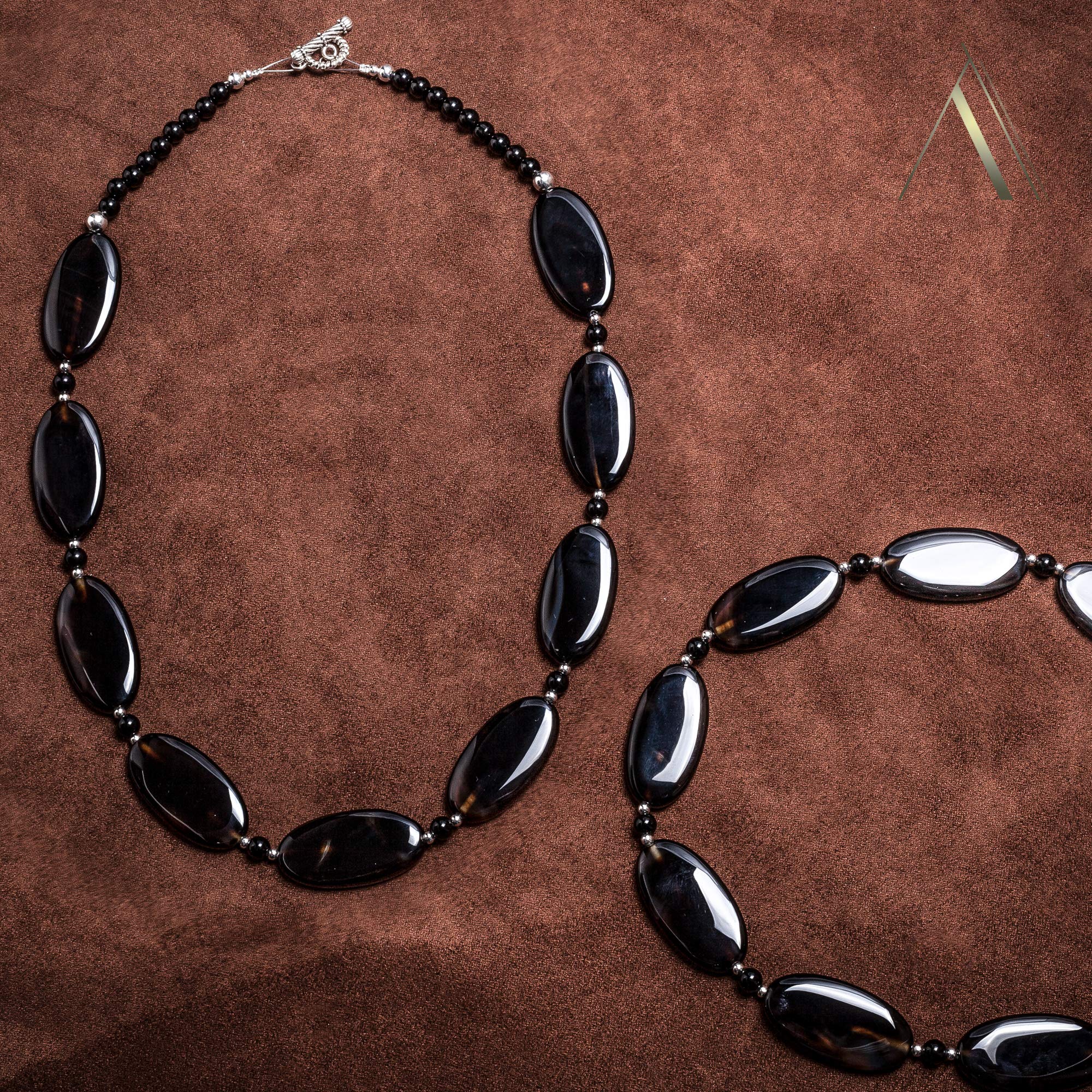 Certified Authentic Navajo Nickel Natural Black Onyx Native American Necklace - Handcrafted Sterling Silver Jewelry for Women, Spiritual Protection & Boho Style - Perfect for Gift Giving, Ceremonial Wear & Everyday Fashion