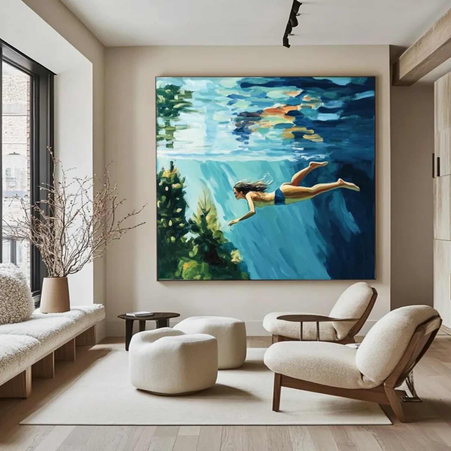 Swimming Sport Canvas Painting #SA011 - High Quality Wall Art Decor for Pool, Beach, and Sports Themed Rooms