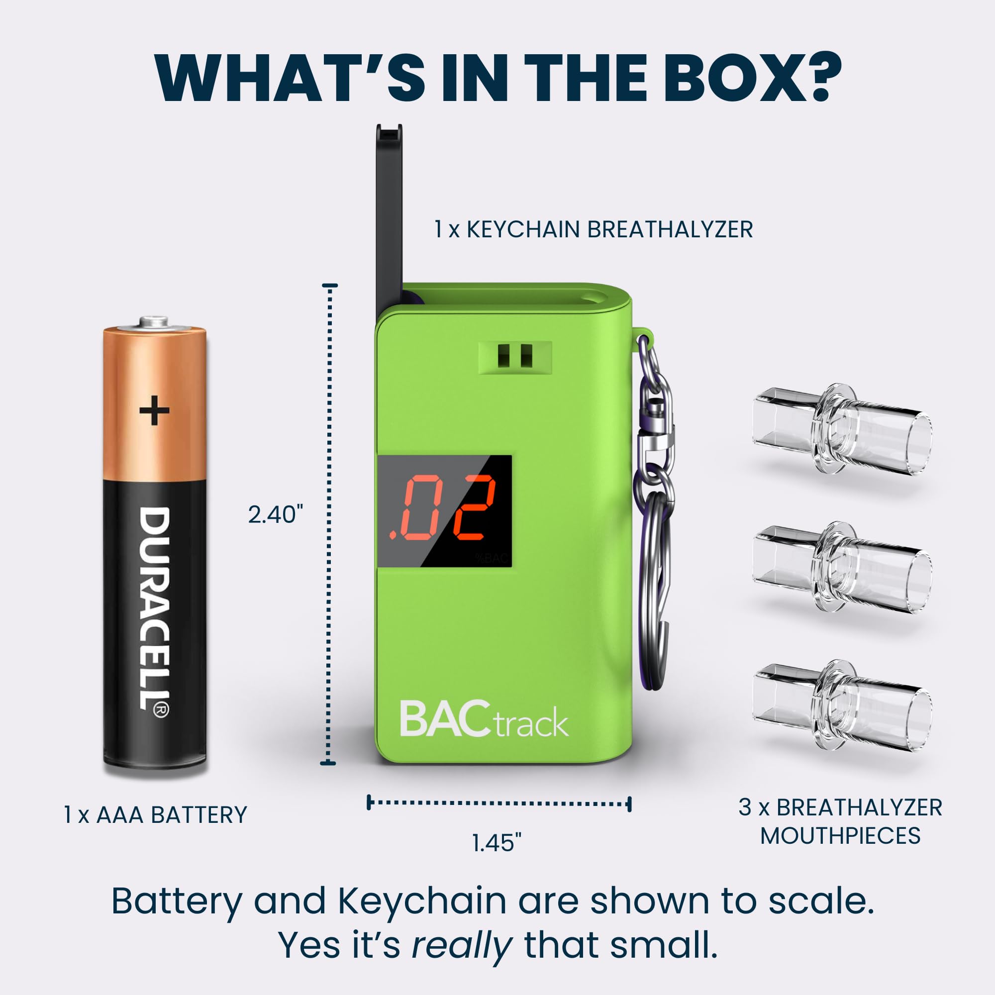 BACtrack Keychain Breathalyzer (Green) - Ultra-Portable Personal Alcohol Tester for Car, Party & Travel | Accurate BAC Measurement | Keyring Breath Analyzer for Safety & Responsible Drinking