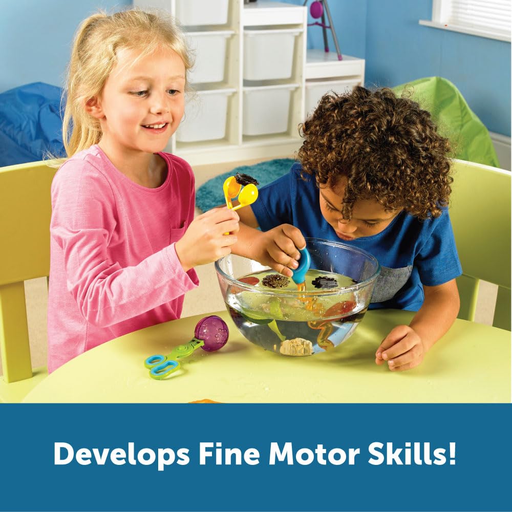 Learning Resources Helping Hands Fine Motor Tool Set - 4 Piece Toddler Tweezers & Sensory Bin Toys for Kids Ages 3+, Perfect for Preschool Learning & Occupational Therapy Activities