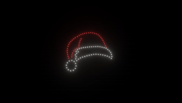 Animated Santa Hat with 100 Drones - Christmas Light Show Drone Display for Holiday Decorations & Outdoor Events
