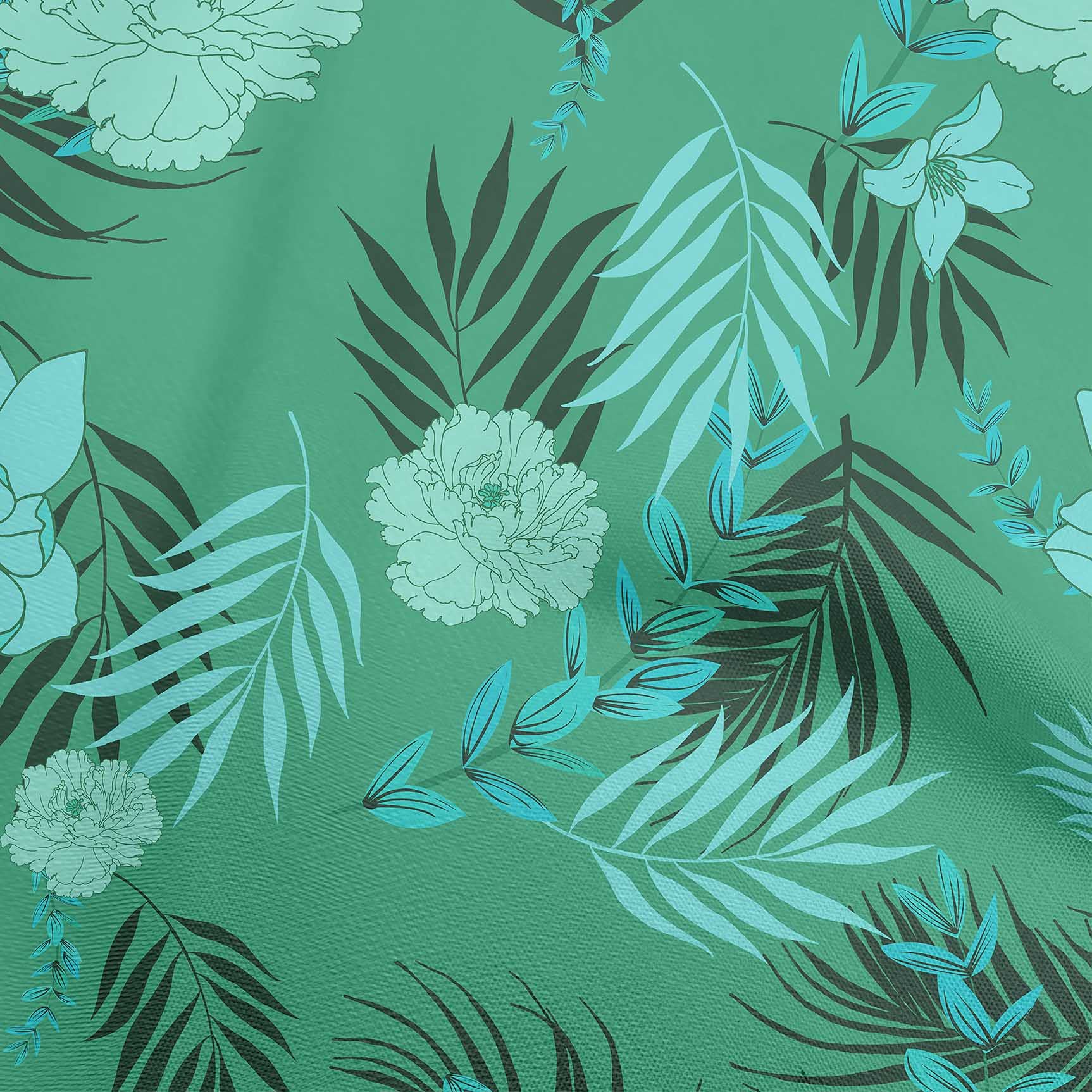 oneOone Silk Tabby Sea Green Floral Printed Fabric by The Yard - 42 Inch Wide for DIY Clothing, Dresses, Scarves & Home Decor Sewing Projects
