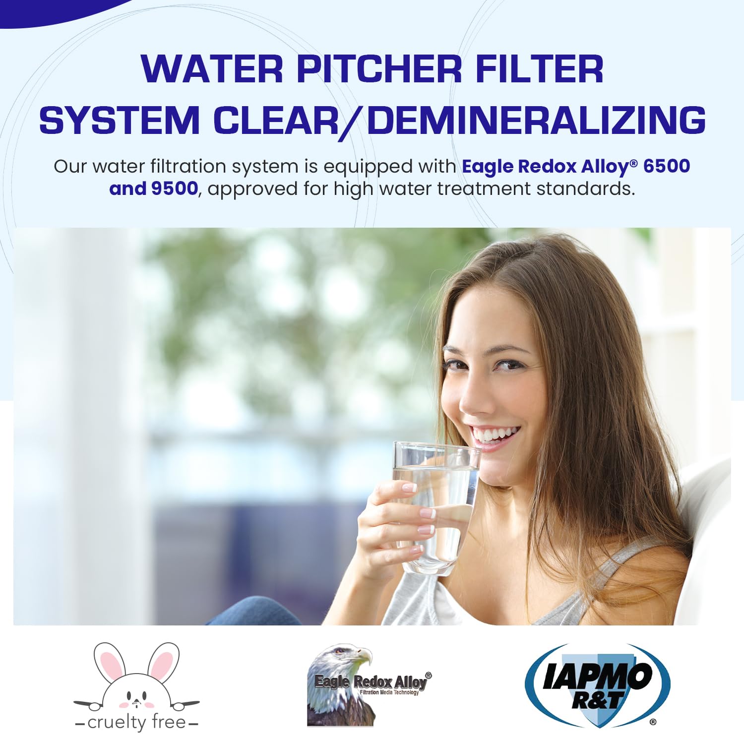 Crystal Quest Clear Demineralizing (DI) Water Pitcher Filter System - BPA Free Water Purifier for Home & Office - Removes Impurities for Cleaner Drinking Water