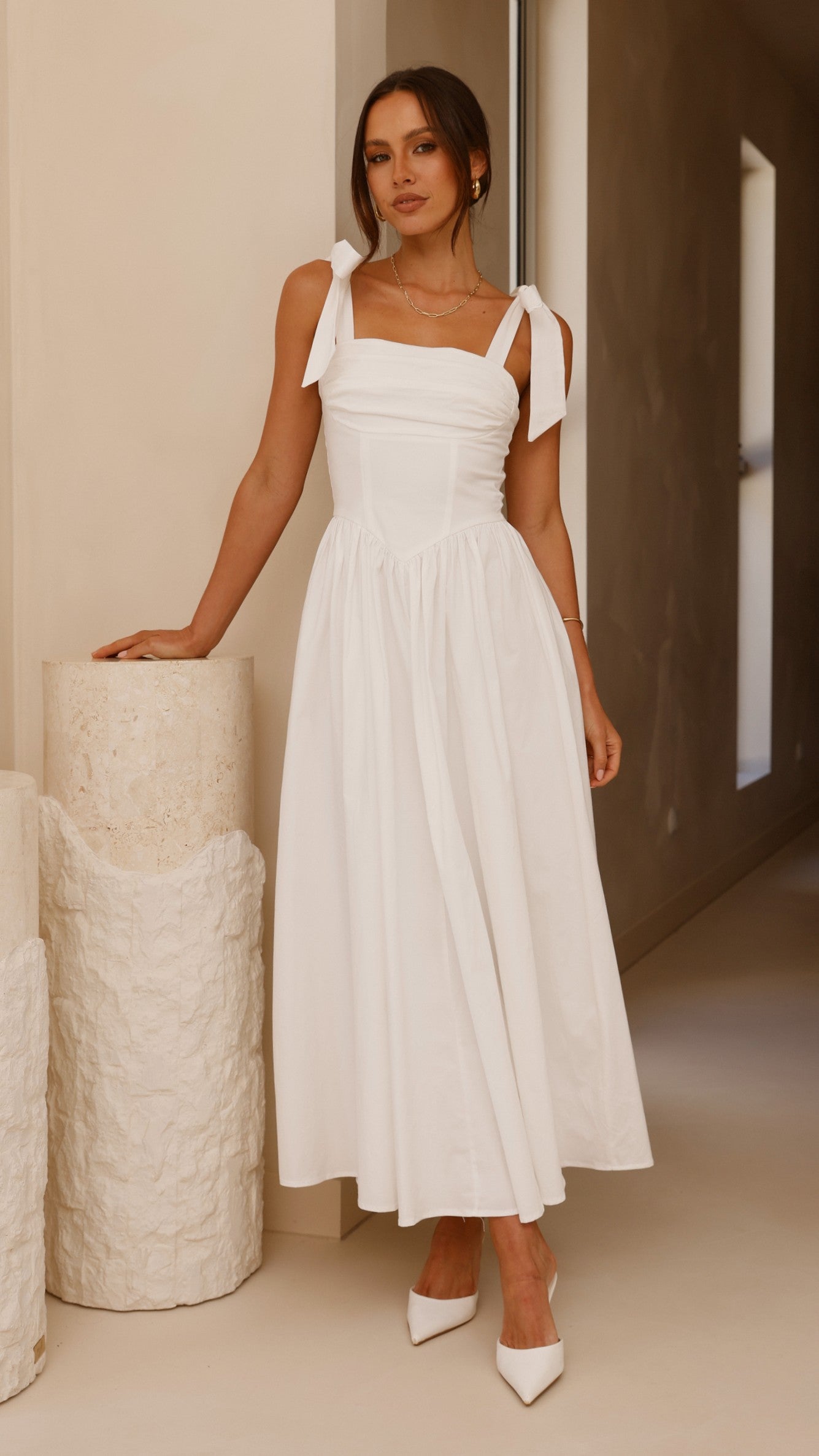 Haisley Maxi Dress for Women - Elegant White Long Summer Dress for Beach, Vacation & Casual Wear