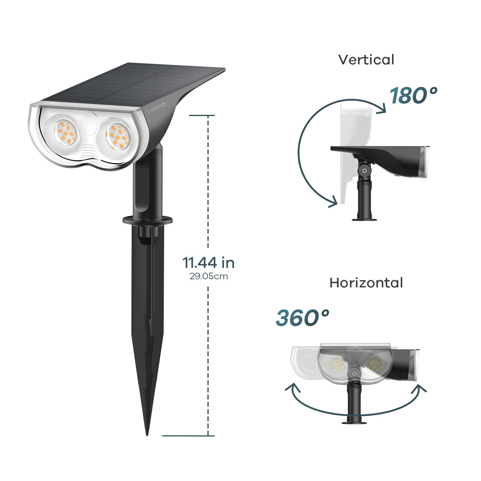 Linkind StarRay Solar Spot Lights Outdoor - 4 Pack IP67 Waterproof Landscape Lighting, 6500K Daylight Solar Powered Garden Lights with Dusk-to-Dawn Sensor | Perfect for Yard, Pathway, Deck & Patio Illumination