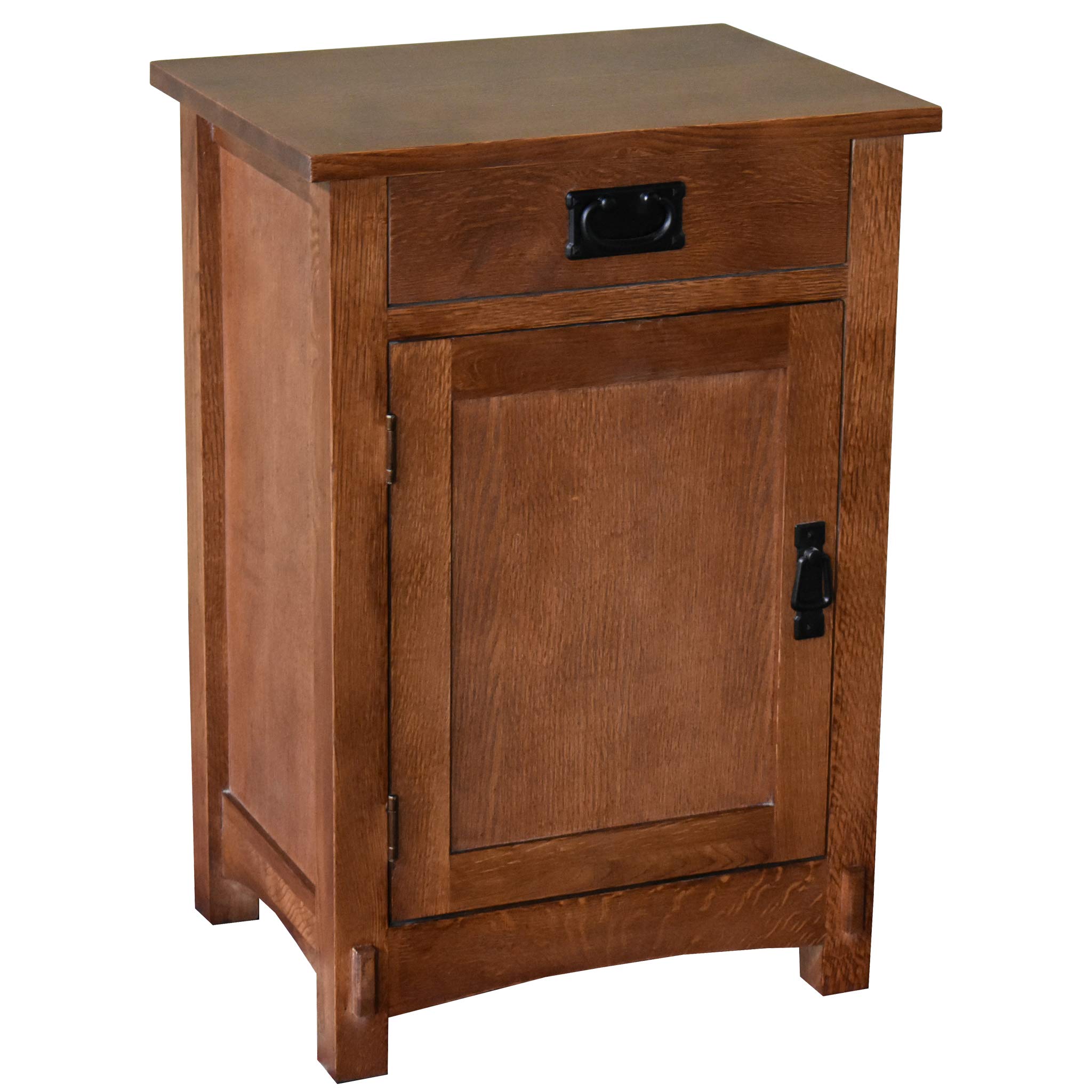 Mission Style Arts and Crafts Nightstand with 1 Door and 1 Drawer - Perfect for Bedroom, Living Room, or Home Office Storage