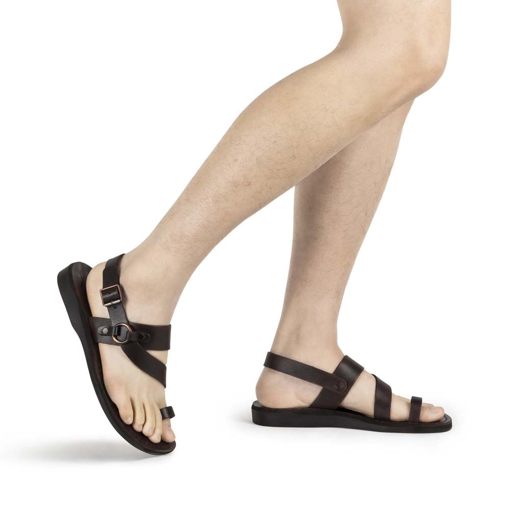 Gabriel Men's Leather Toe Loop Sandals - Comfortable Casual Slide Sandals for Summer, Beach, and Outdoor Walking