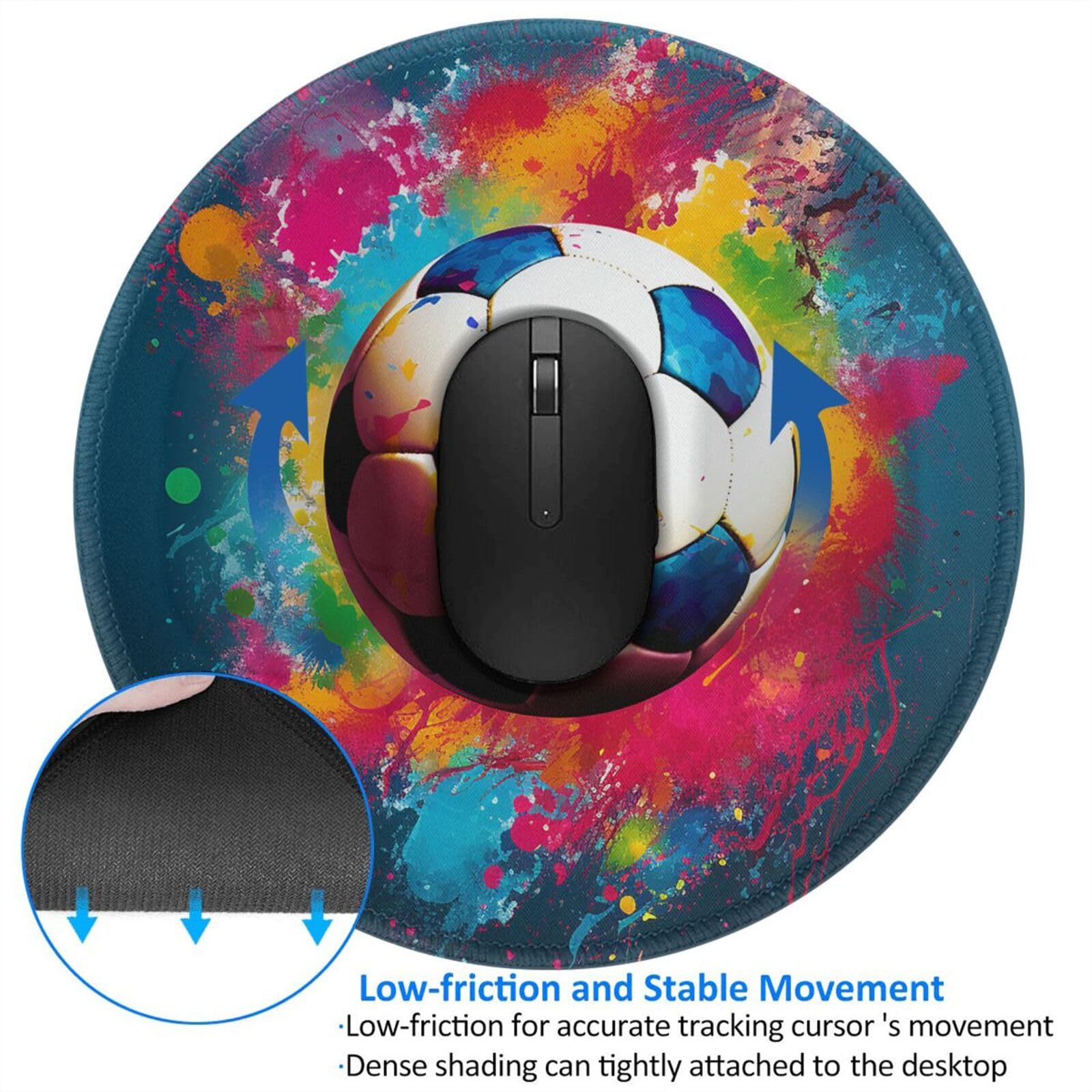 Vibrant Football Print Mouse Pad - Waterproof, Non-Slip Rubber Base Gaming Mousepad for PC & Laptop - Perfect for Office, Home & Gaming Setup