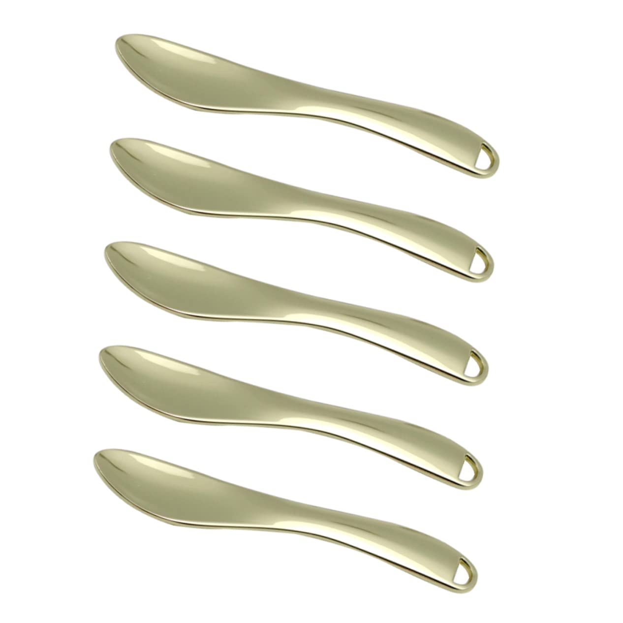 BelliFFY 5pcs Metal Makeup Spatula - Gold Zinc Alloy for Cream & Lotion Application