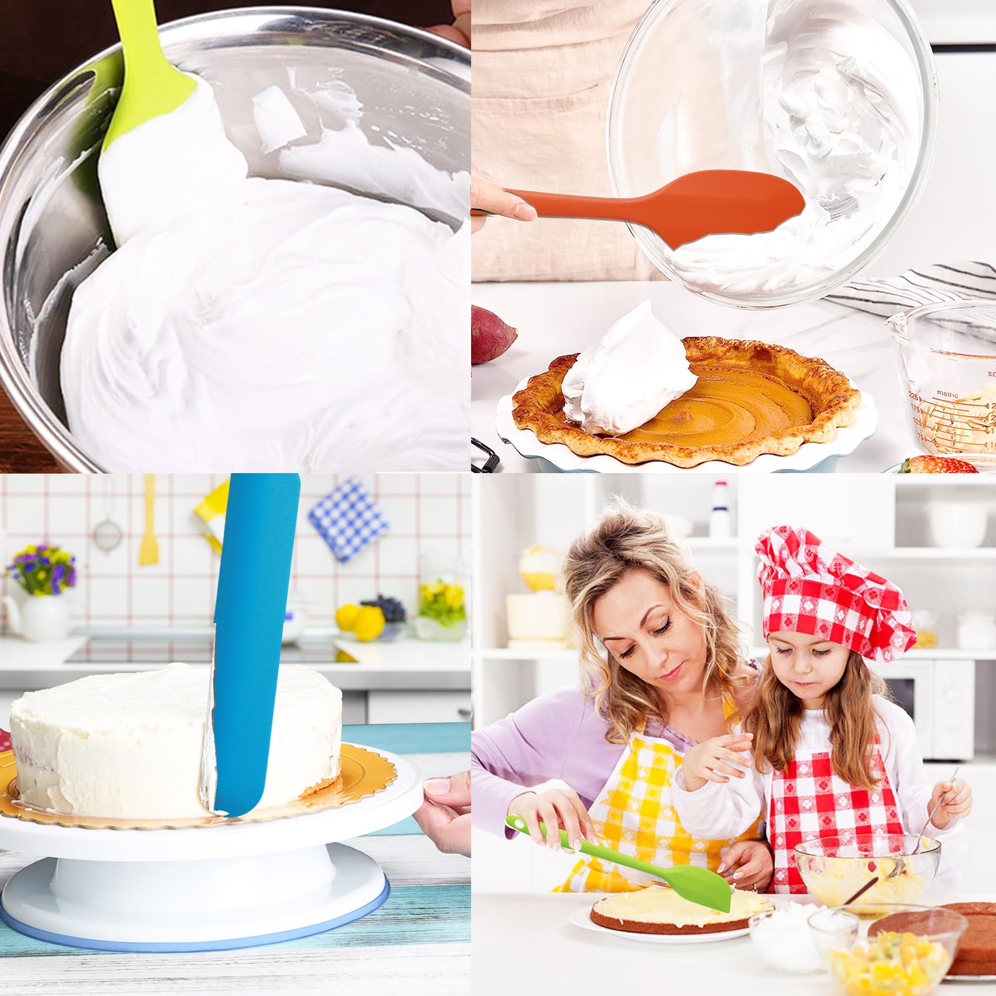 5-Piece Silicone Spatula Set - Heat Resistant & Non-Stick Baking Spatulas, Food Grade Kitchen Utensils for Mixing, Cooking, Baking - Perfect for Cake Decorating, Cookie Dough, Pancake Flipping & More
