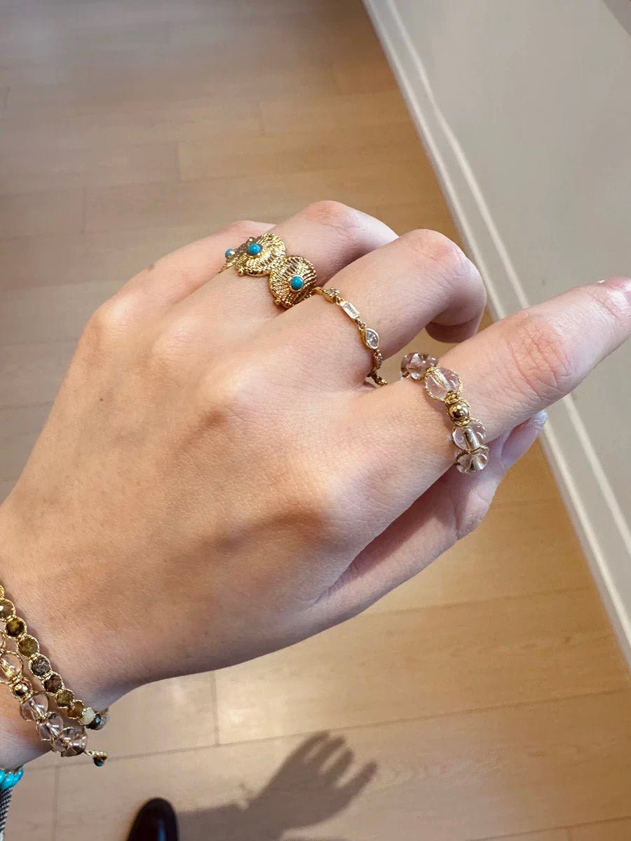 Tribal Totem Adjustable Beaded Ring - Turquoise Stone Handmade Jewelry for Women - Perfect for Boho Fashion, Festivals & Everyday Wear
