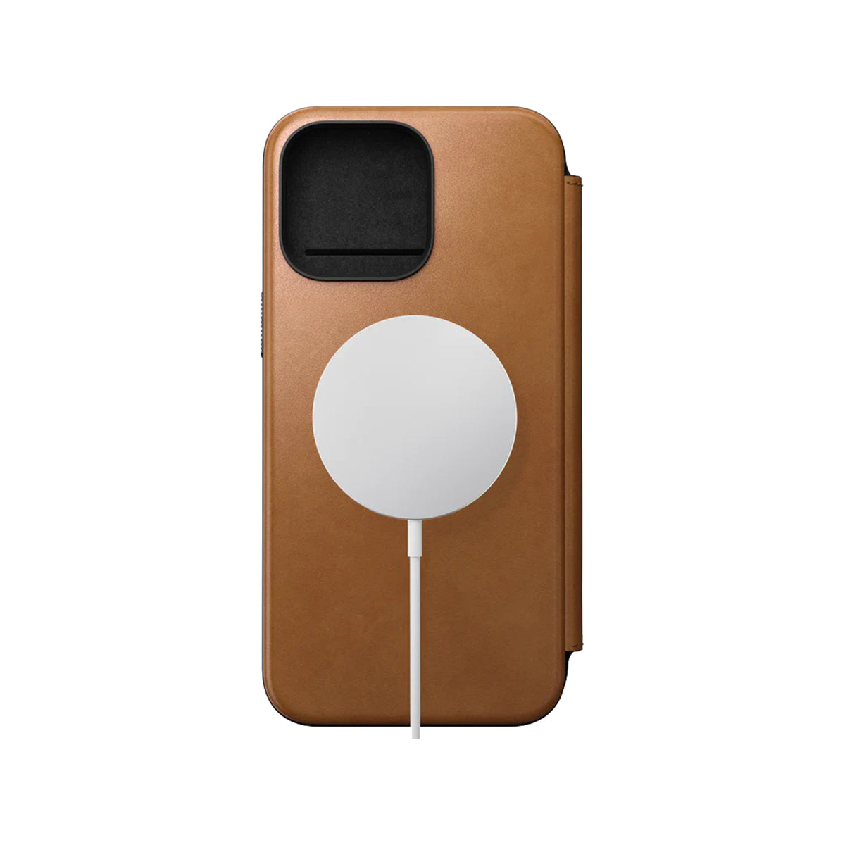 Premium Genuine Leather Folio Case for iPhone 15 Pro Max - English Tan | Slim Protective Wallet Cover with Card Slots | Perfect for Business Professionals & Travelers