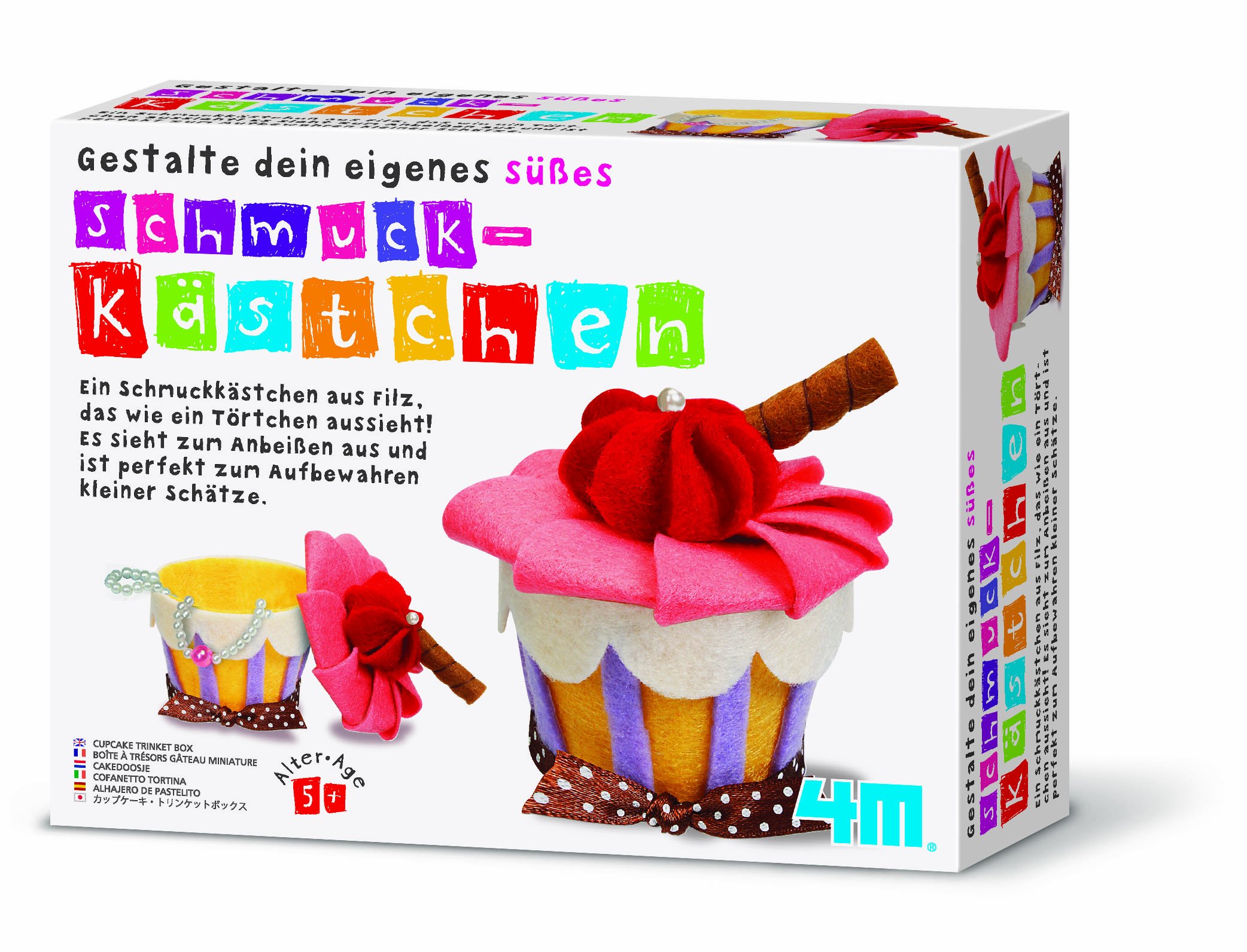 4M DIY Felt Cupcake Trinket Box Kit - Multi-Color Craft Set for Kids & Adults | Perfect for Gift Wrapping, Jewelry Storage & Room Decor