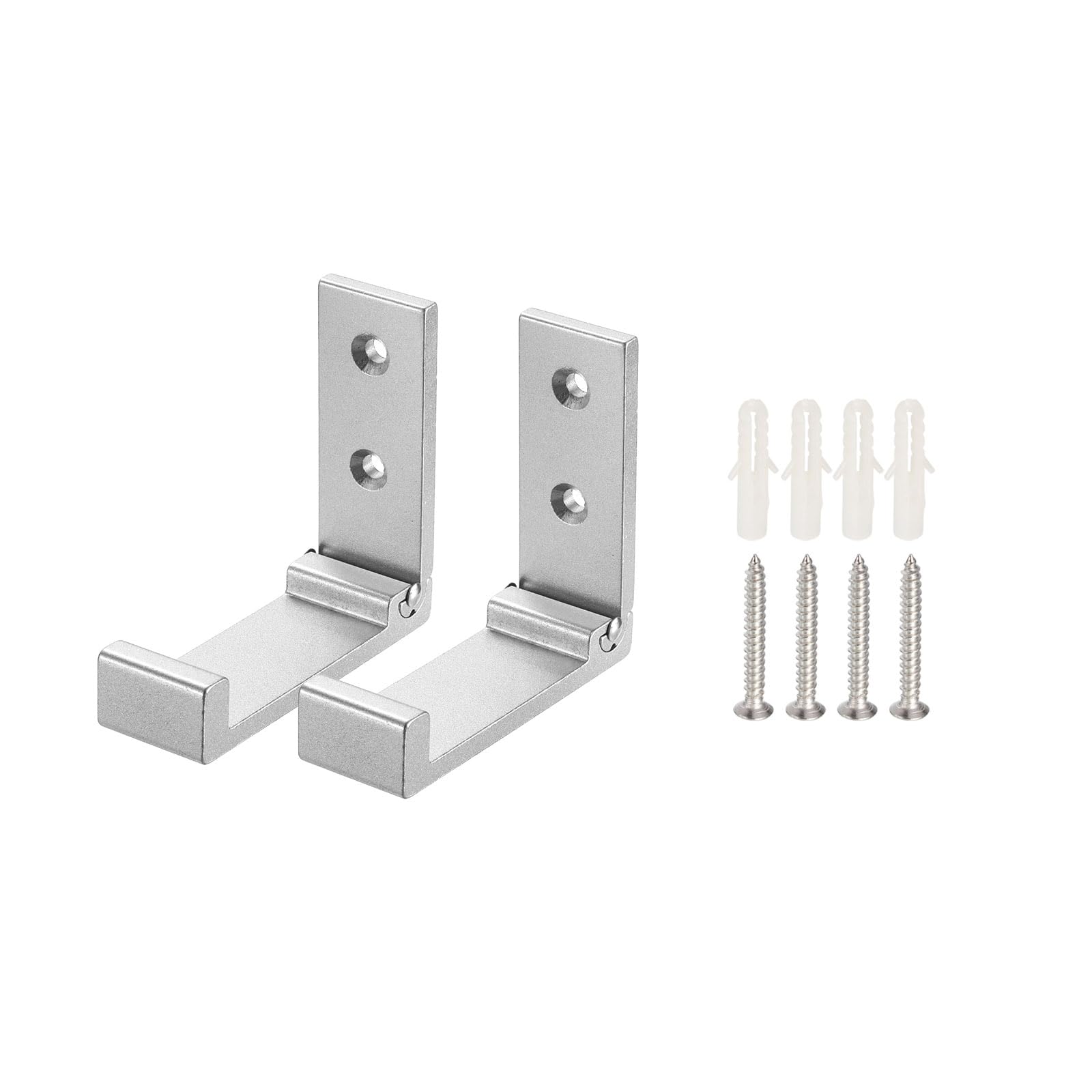 uxcell 2-Pack Aluminum Alloy Folding Wall Hooks - Heavy Duty Coat Hangers for Jackets, Keys, Towels, Hats & Bags with Screws (Black, Square Head, 76mm) - Perfect for Entryway, Closet & Bathroom Organization