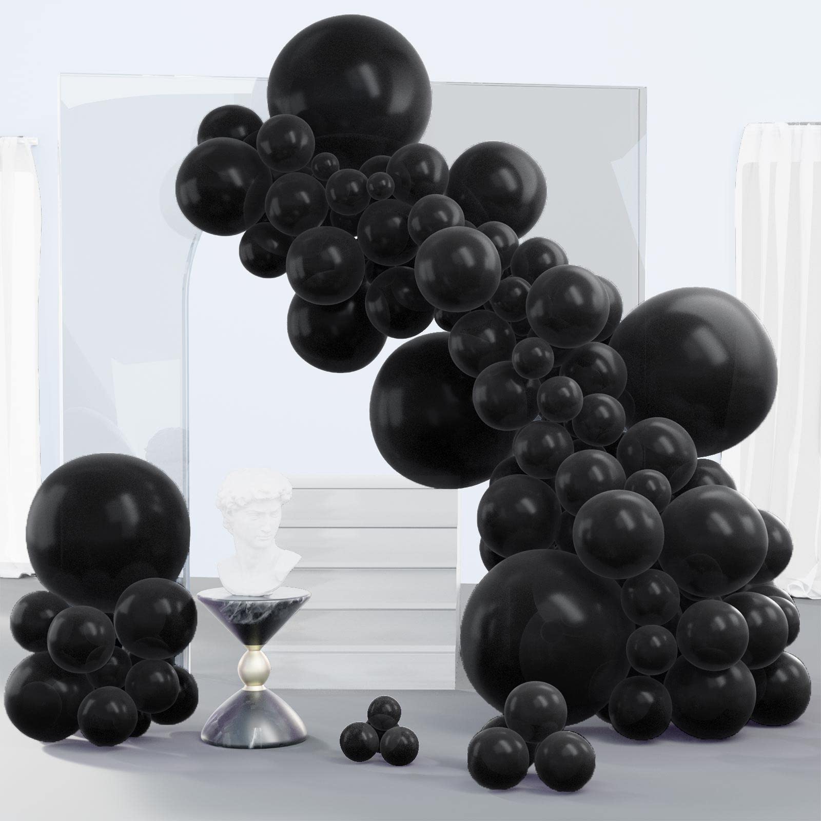 140-Piece Matte Black Balloons Set (18