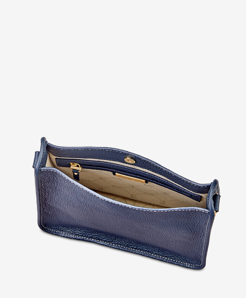 Elle Navy Pebble Grain Leather Crossbody Bag - Stylish & Durable for Women, Perfect for Work, Travel & Everyday Use