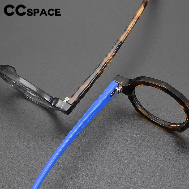 CCspace Unisex Full Rim Large Round Acetate Eyeglasses 57333 - Stylish & Lightweight Glasses for Men & Women - Perfect for Reading, Driving & Fashion Accessories