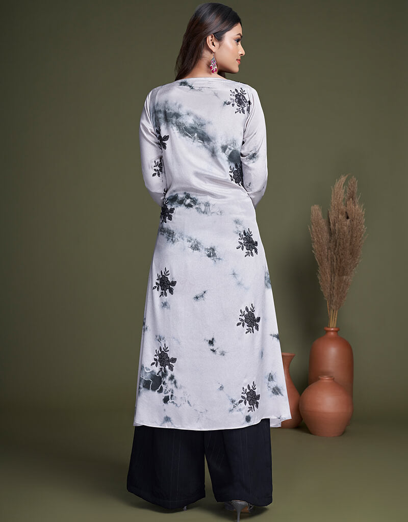 Elegant Black Silk Palazzo Suit for Women - Comfortable Wide Leg Pants & Flowy Top Set - Perfect for Casual Wear, Office Outfits & Special Occasions