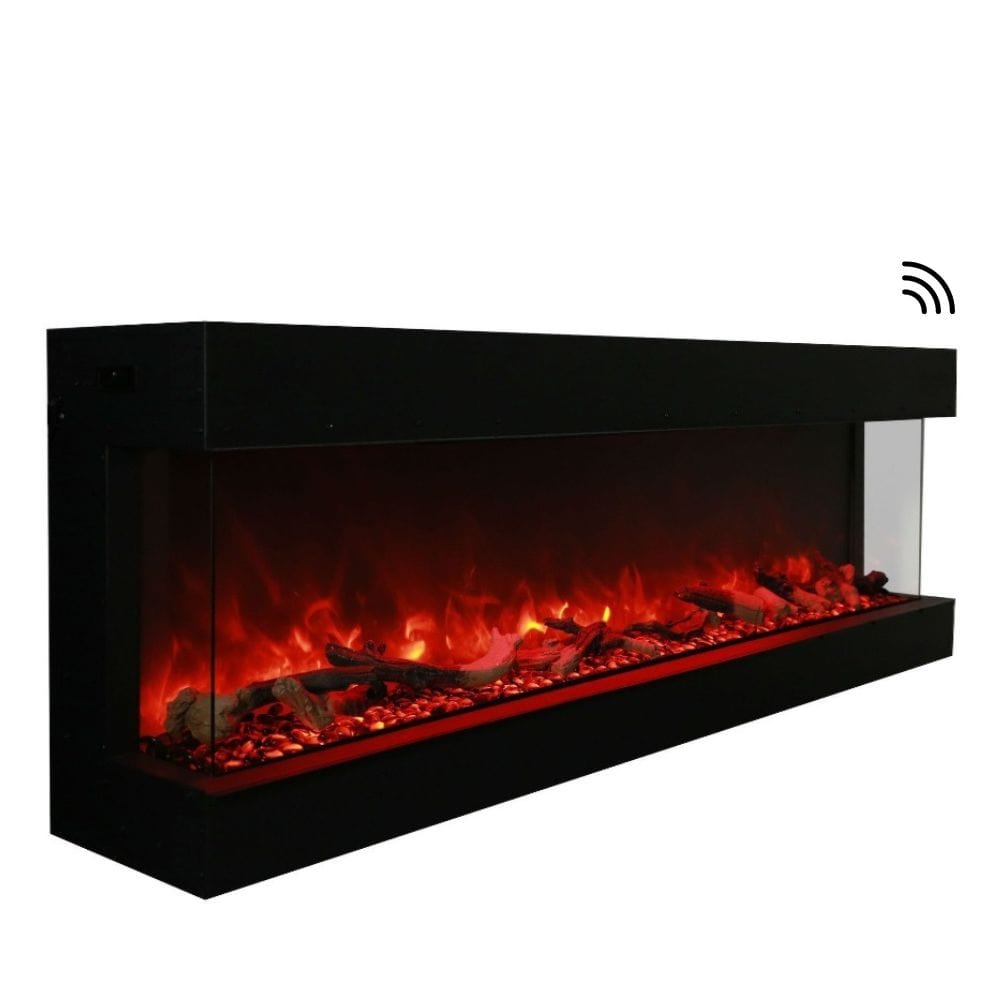 Amantii TRU VIEW 72 Inch Indoor/Outdoor 3-Sided Smart Electric Fireplace - 72 TRU VIEW XL - Modern Heating Solution for Living Rooms, Patios & Bedrooms