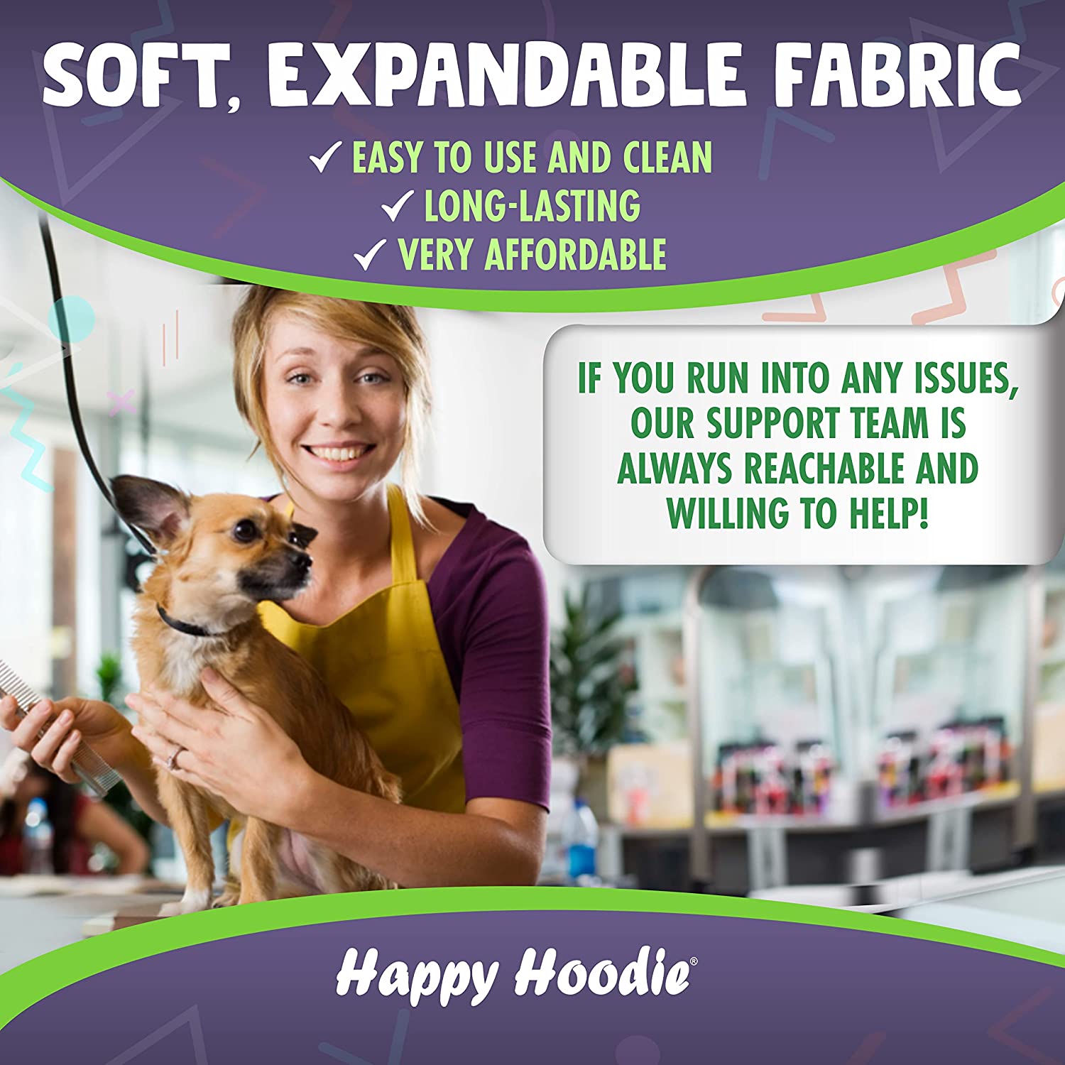 Happy Hoodie for Dogs & Cats - Soft & Cozy Pet Hoodie in 5 Colors (Black, Blue, Pink, Red, Gray) - Perfect for Cold Weather, Grooming & Anxiety Relief