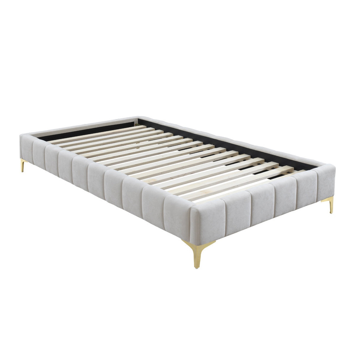Georgia Fabric King Single Bed Frame - Sturdy & Stylish Platform Bed with Wooden Slats for Home, Bedroom, Guest Room, Dorm - Easy Assembly & Modern Design