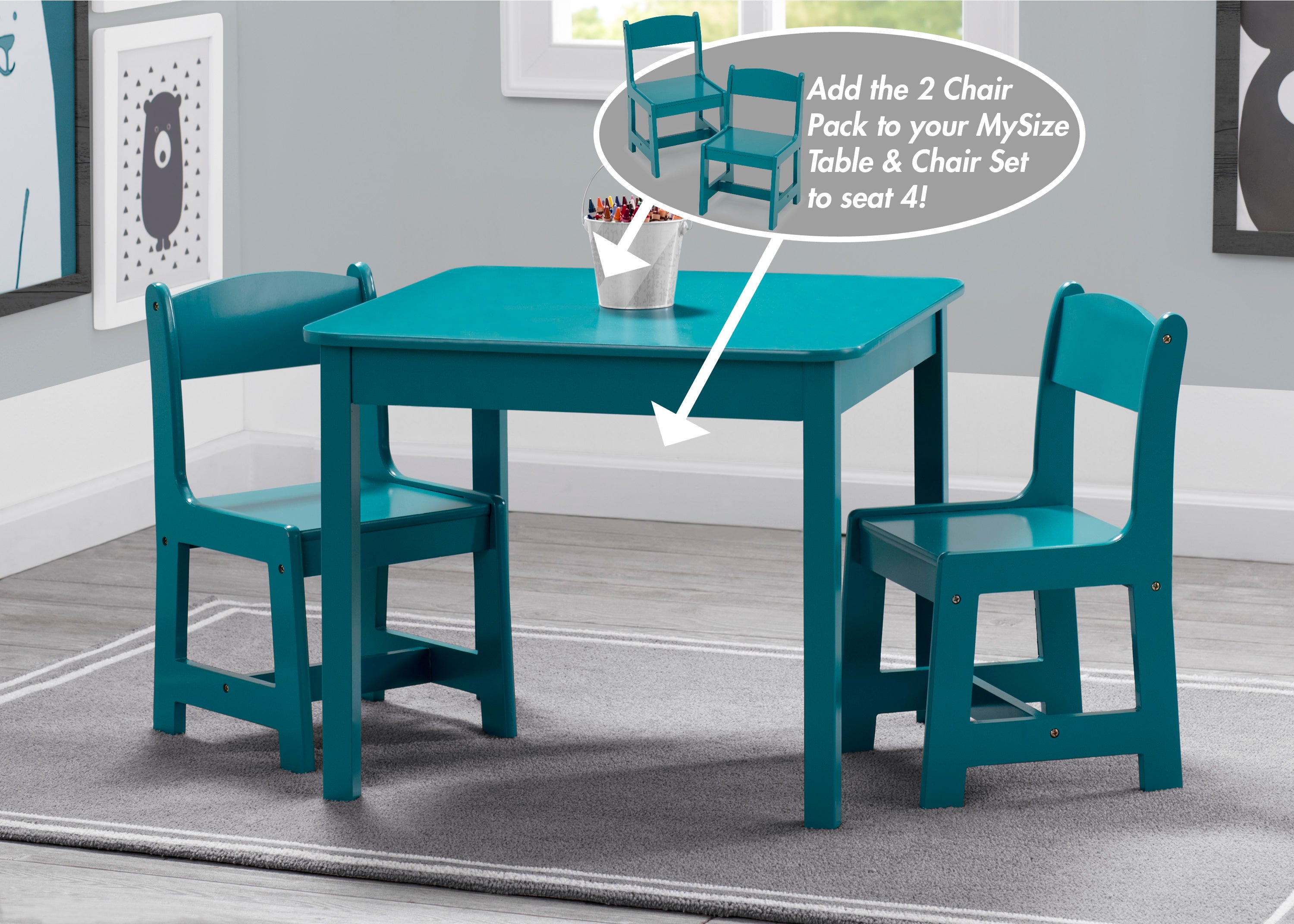 MySize Wooden Kids Chairs for Playroom - Set of 2 Children's Chairs for Reading, Drawing & Playtime - Perfect for Toddler Classroom, Daycare or Home Play Area