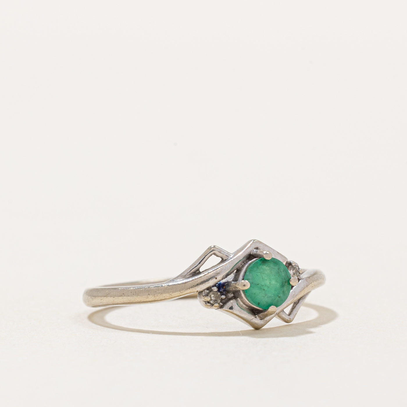 Emerald Ring for Women - 0.18ct Genuine Emerald with 0.01ctw Diamond Accents - Size 6.25 - Elegant Birthstone Jewelry for Anniversary, Engagement & Special Occasions