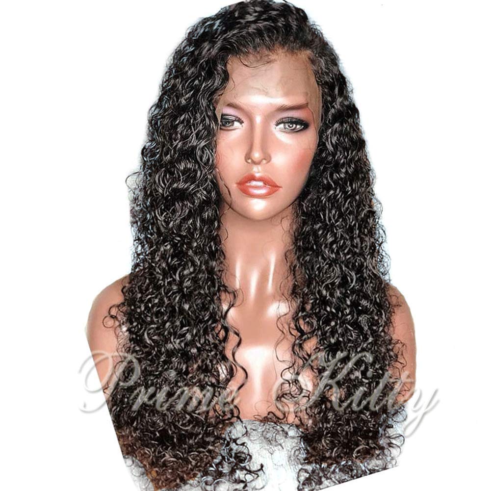 150% Density Deep Curly Brazilian Virgin Human Hair Wigs for Black Women - Pre Plucked 9A Glueless Lace Front Wig with Baby Hair & Fake Scalp (10