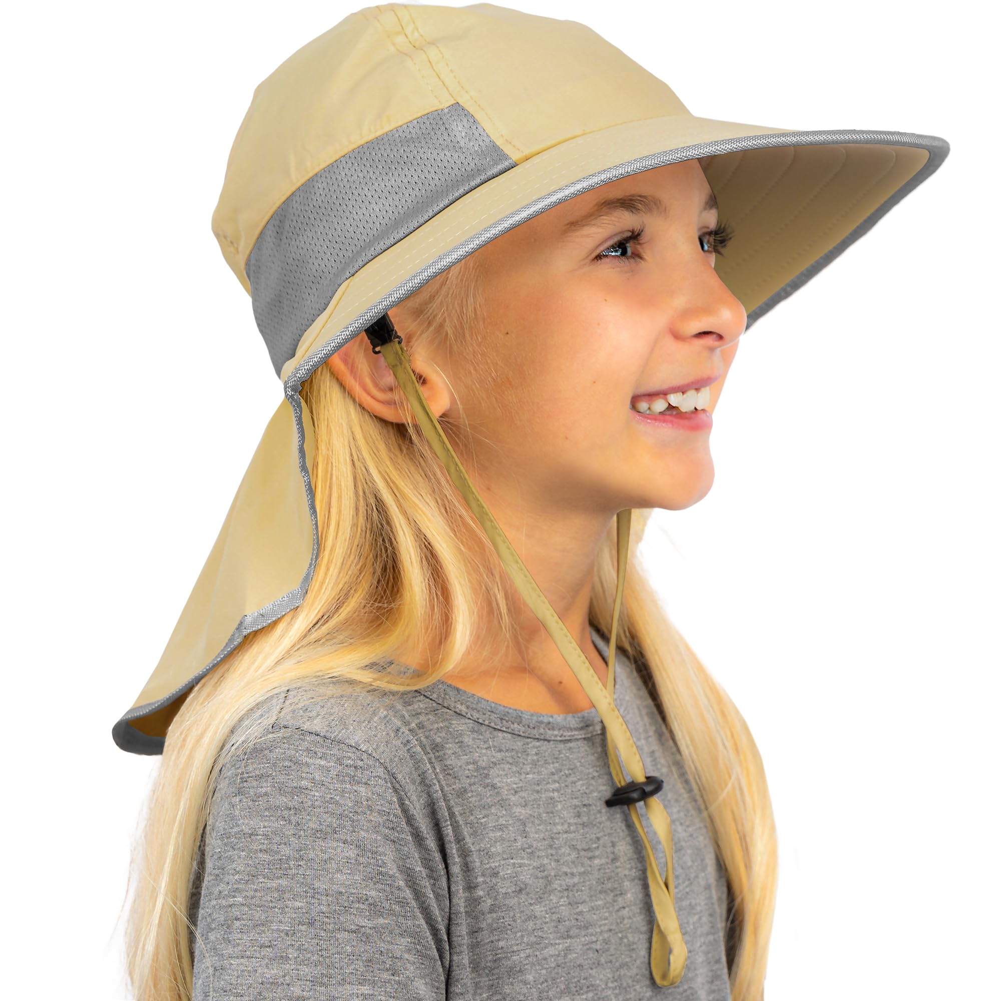 GearTOP UPF 50+ Kids Sun Hat with Neck Flap - UV Protection Beach & Swim Hat for Boys & Girls Ages 5-13 - Perfect for Outdoor Activities, Pool, Beach, and Summer Camp