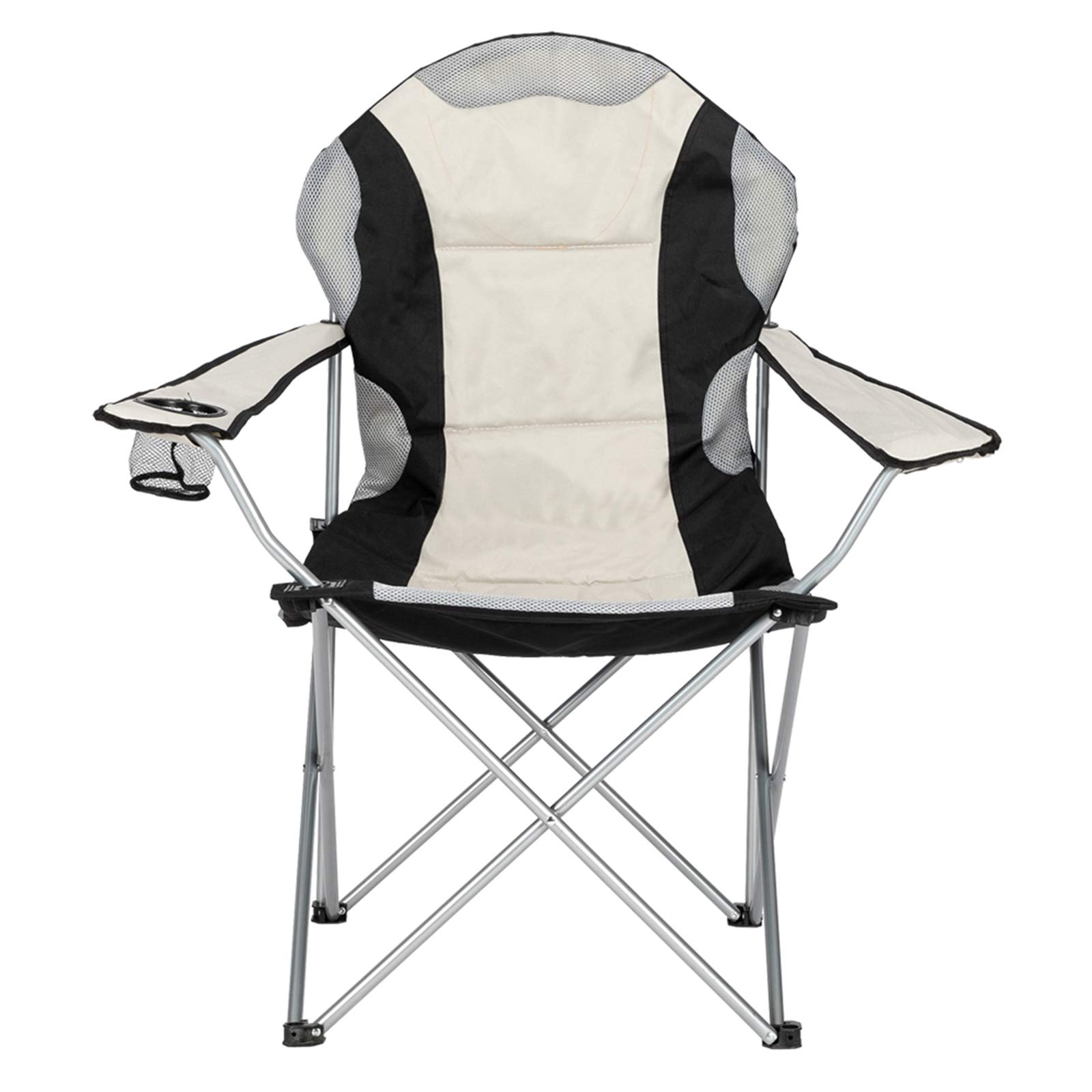 Heavy Duty Camping Chairs 330 LBS Capacity - Portable Folding Oversized Outdoor Chair with Cup Holder - Grey & Black for Beach, Patio, Pool, Park, Picnics, and Backyard Relaxation