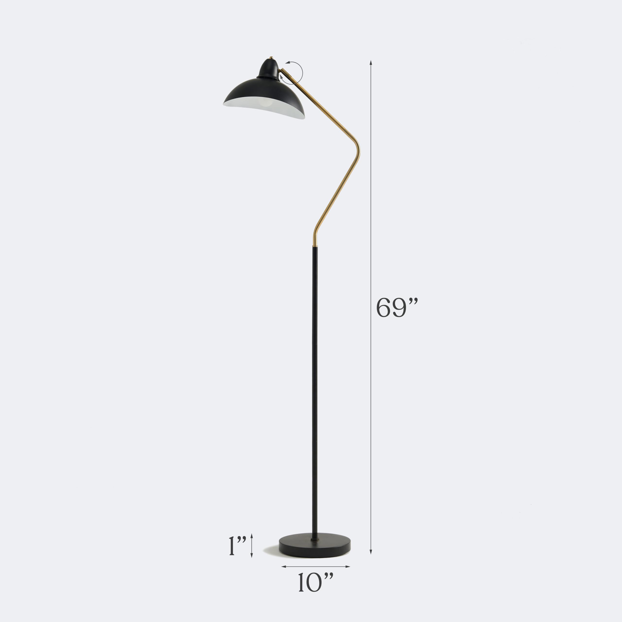 Brightech Swoop LED Adjustable Floor Lamp - Modern Tall Standing Light with Heavy Base for Living Room, Bedroom & Office - Perfect Reading Lamp for Chairs & Workspaces - Elegant Home Decor Lighting Solution